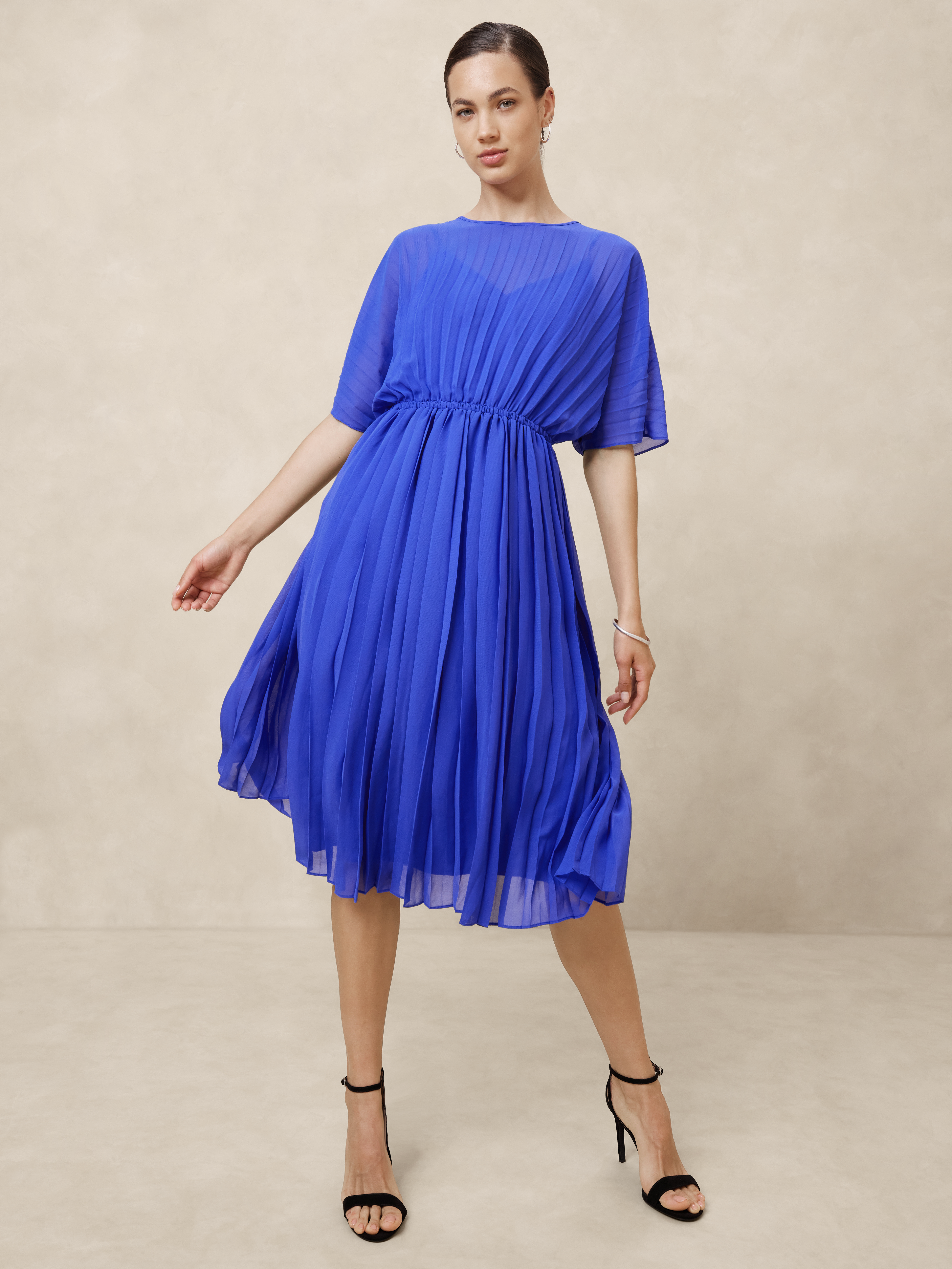 Chiffon Pleated Midi Dress | Banana Republic Factory