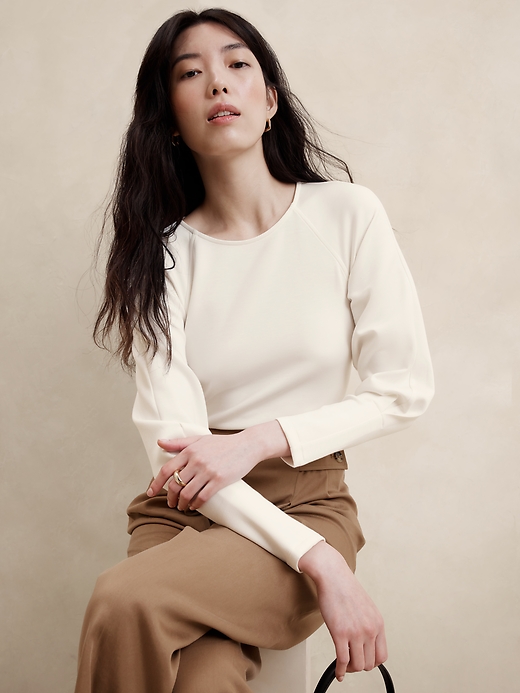 Soft Touch Scuba Raglan-Sleeve Top Banana Republic Factory