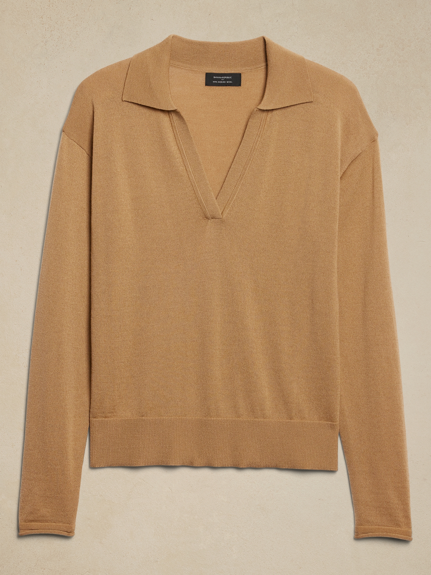 Merino Wool Johnny-Collar Sweater