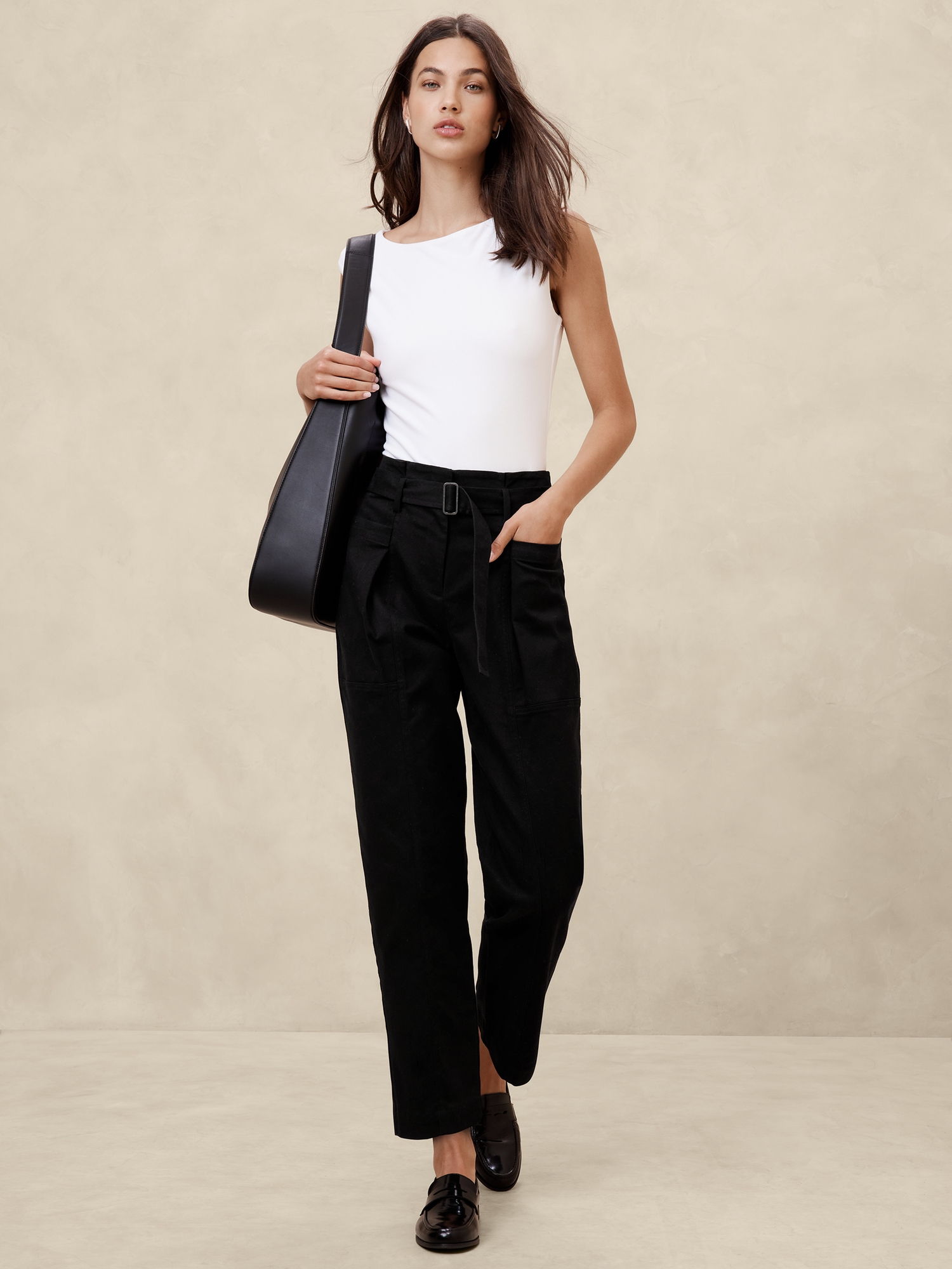 Twill Belted Tapered Pant