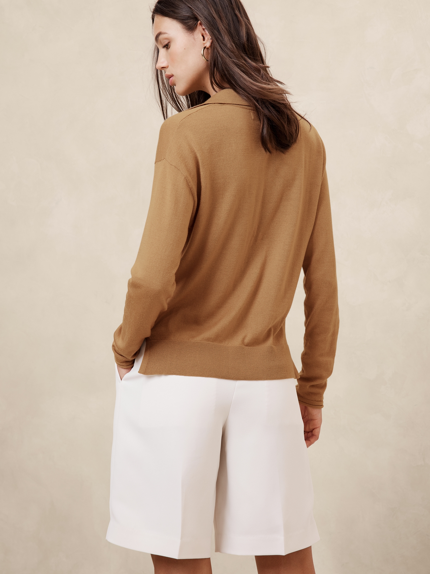 Merino Wool Johnny-Collar Sweater