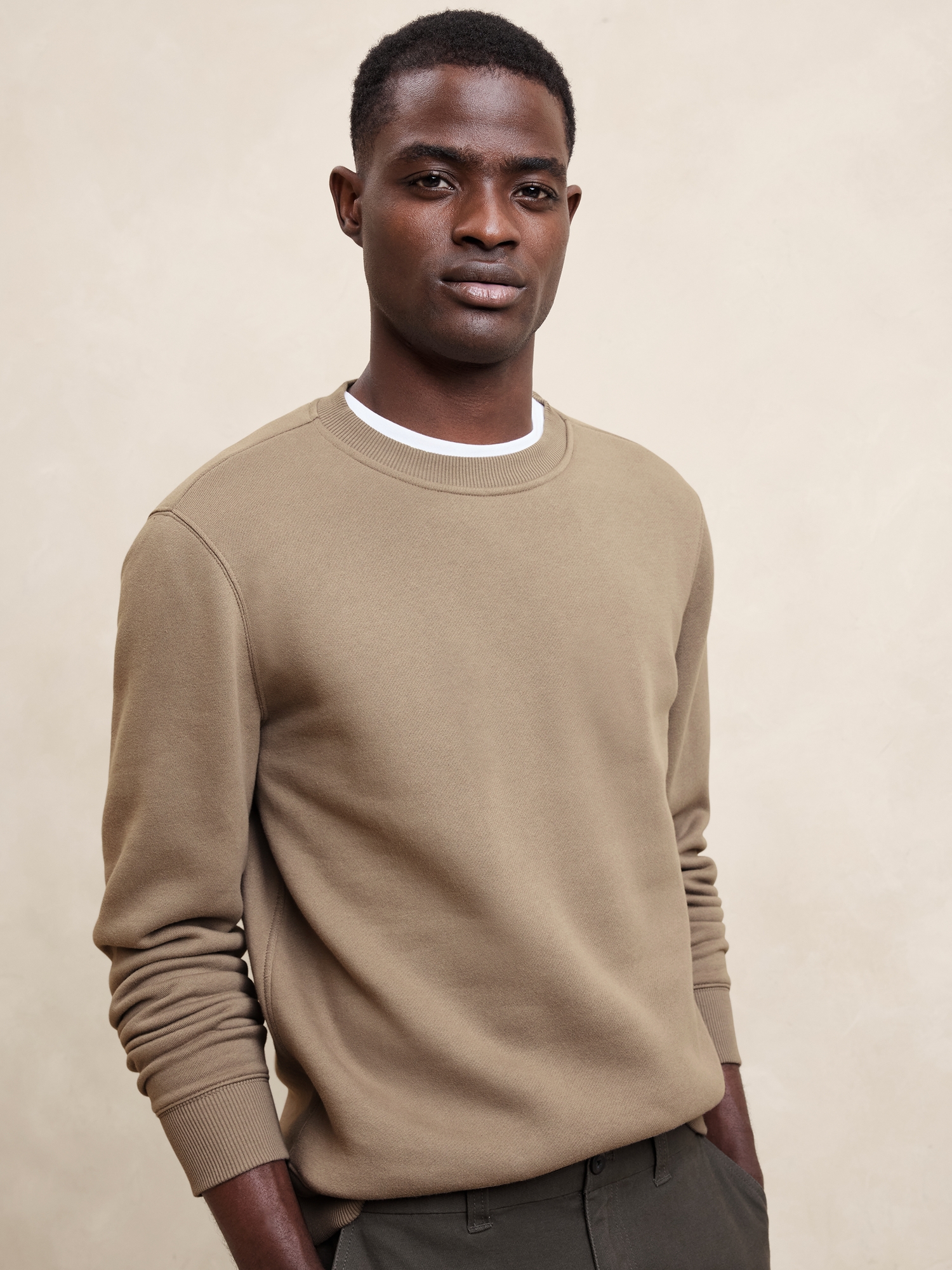 Men's brown crew neck sweatshirt hotsell