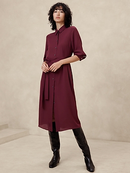 ワンピース THEREDTHREAD S tie shirt dress THEREDTHREAD / ザレッドスレッド】S tie shirt dress