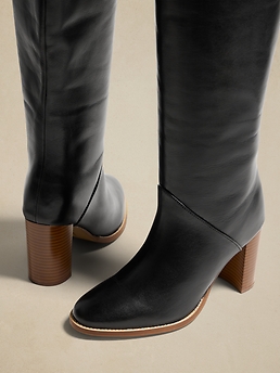 Leather Tall Shaft Boot Banana Republic Factory