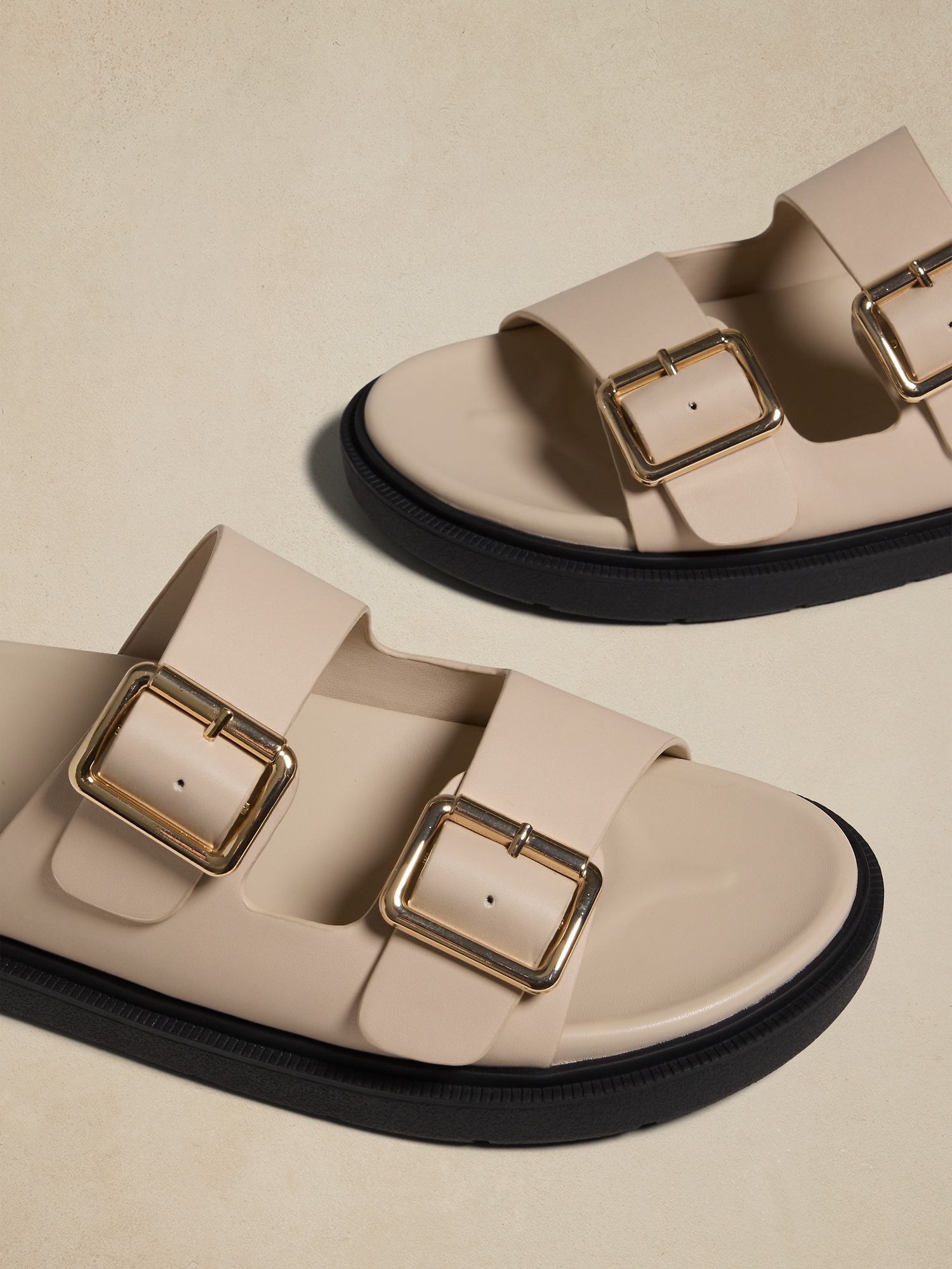 Vegan Leather Buckle Sandal