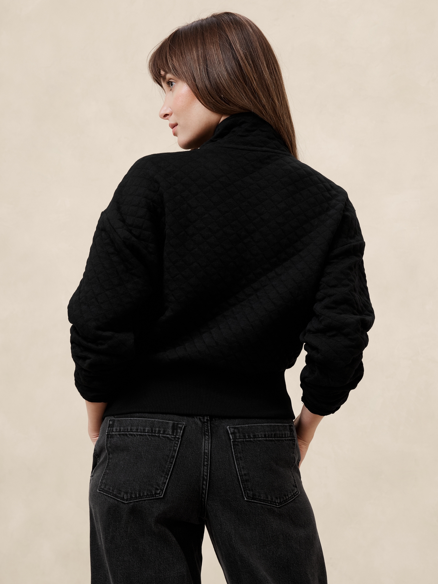 Quilted Quarter-Zip Sweatshirt