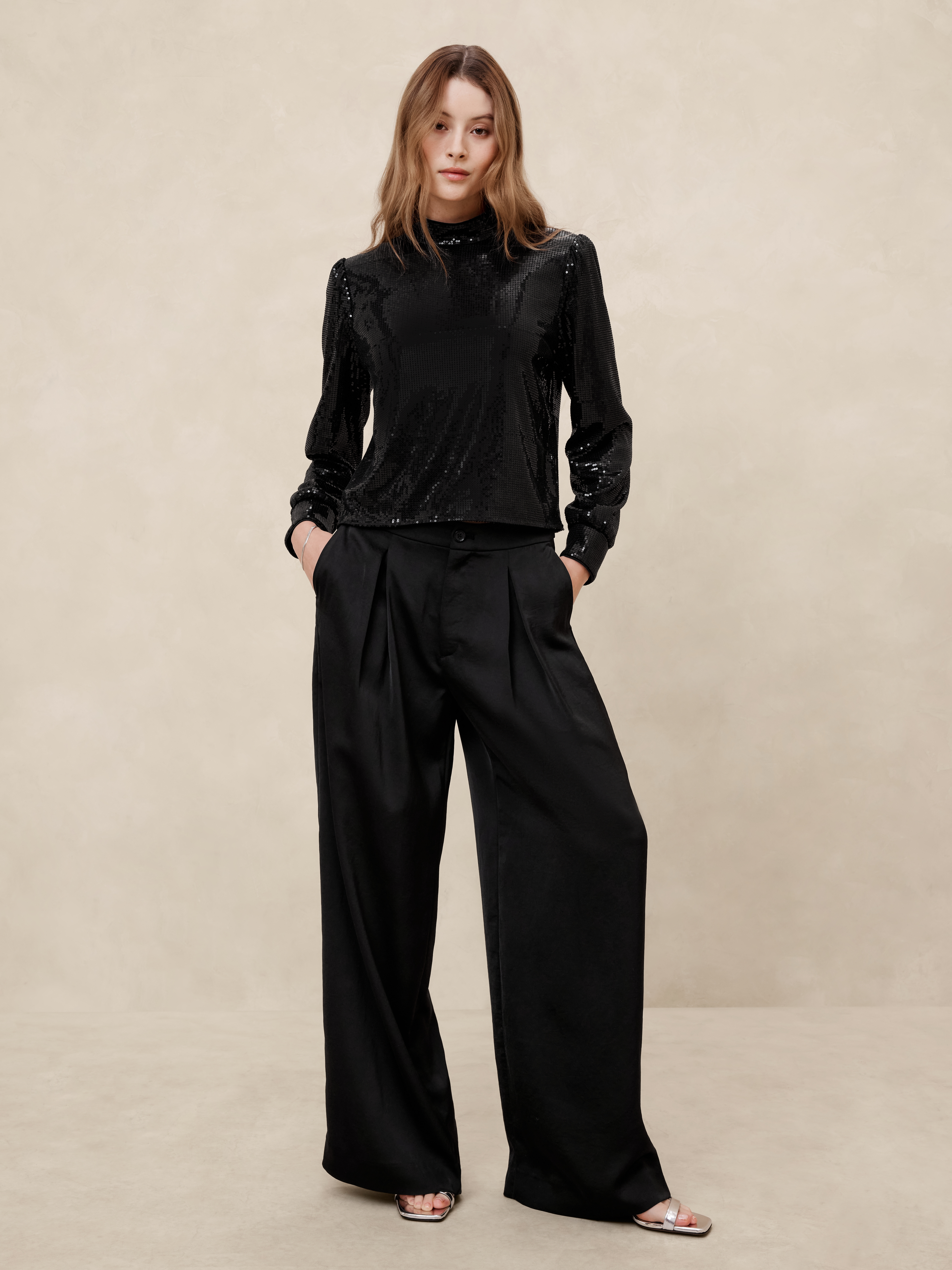 Mock-Neck Sequin Top | Banana Republic Factory