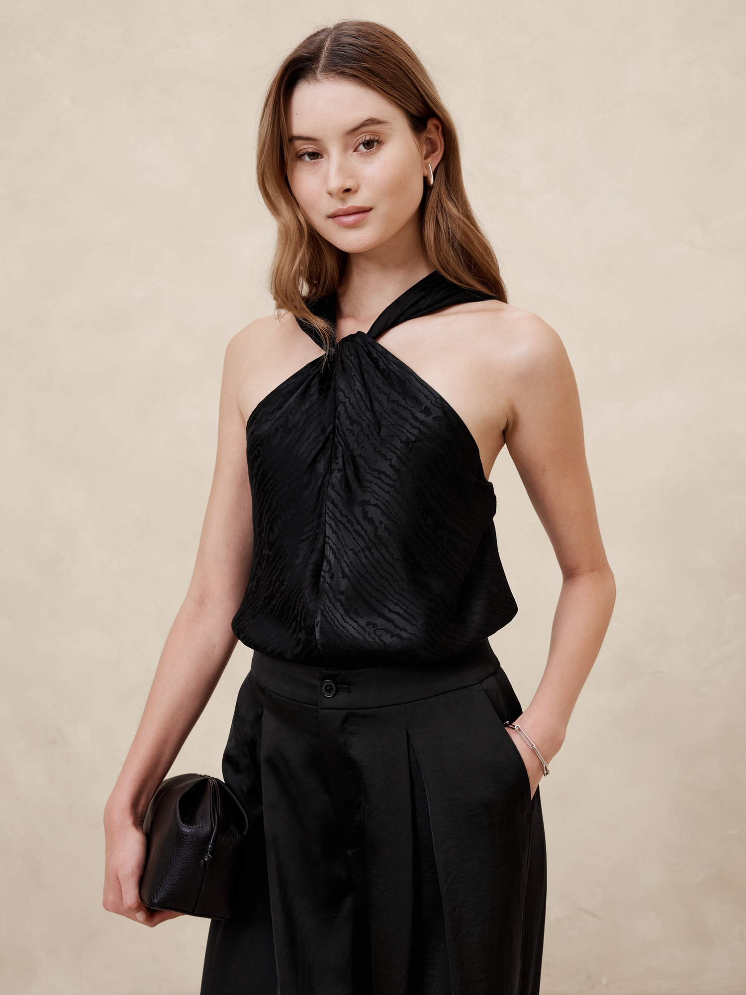 Black halter blouse on sale