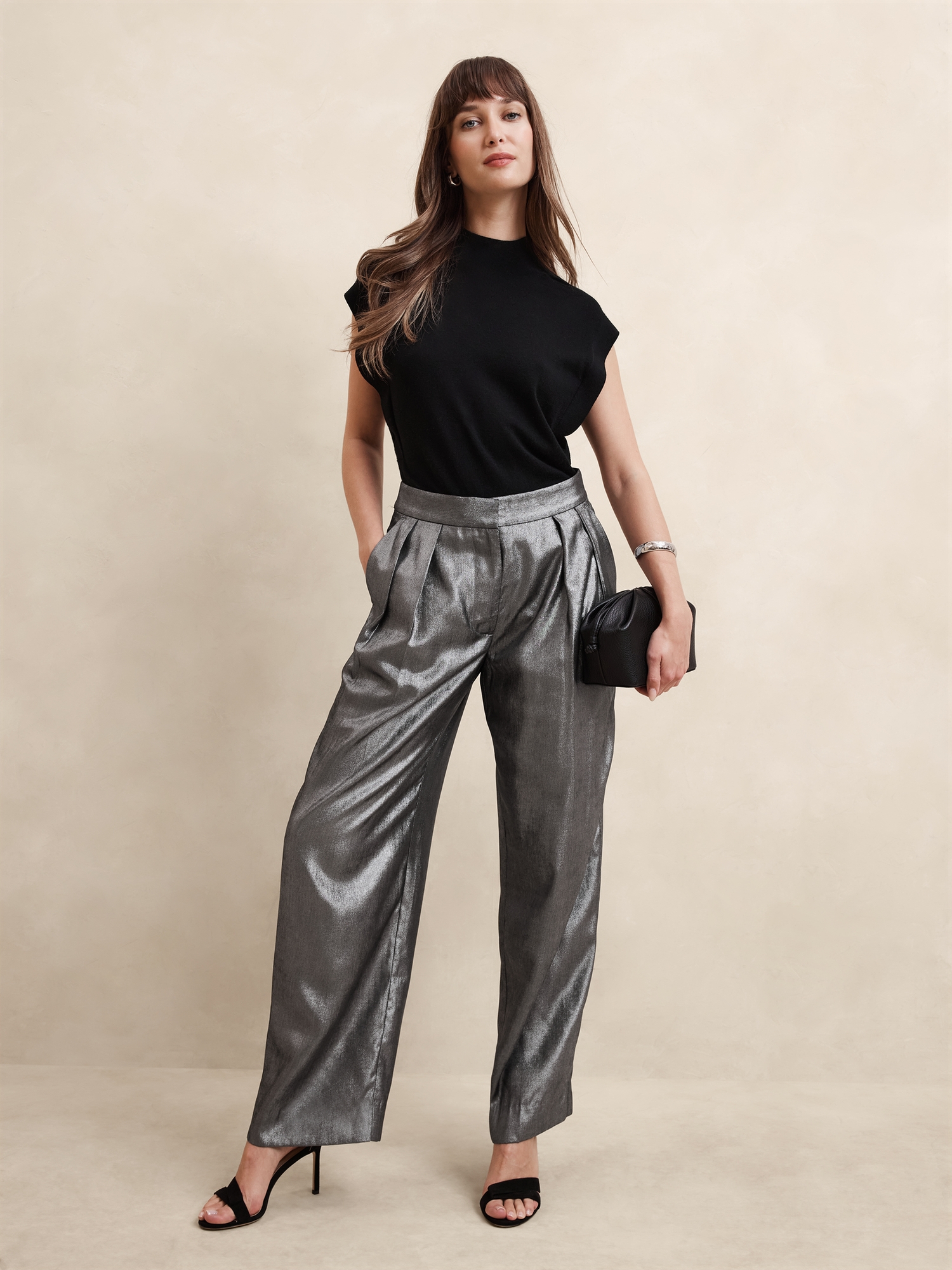 Relaxed Lamé Trouser