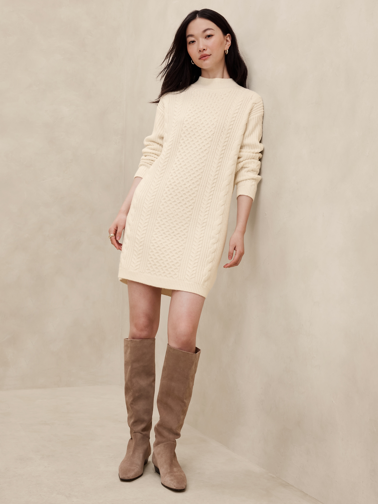 Cable Mini Sweater Dress Banana Republic Factory