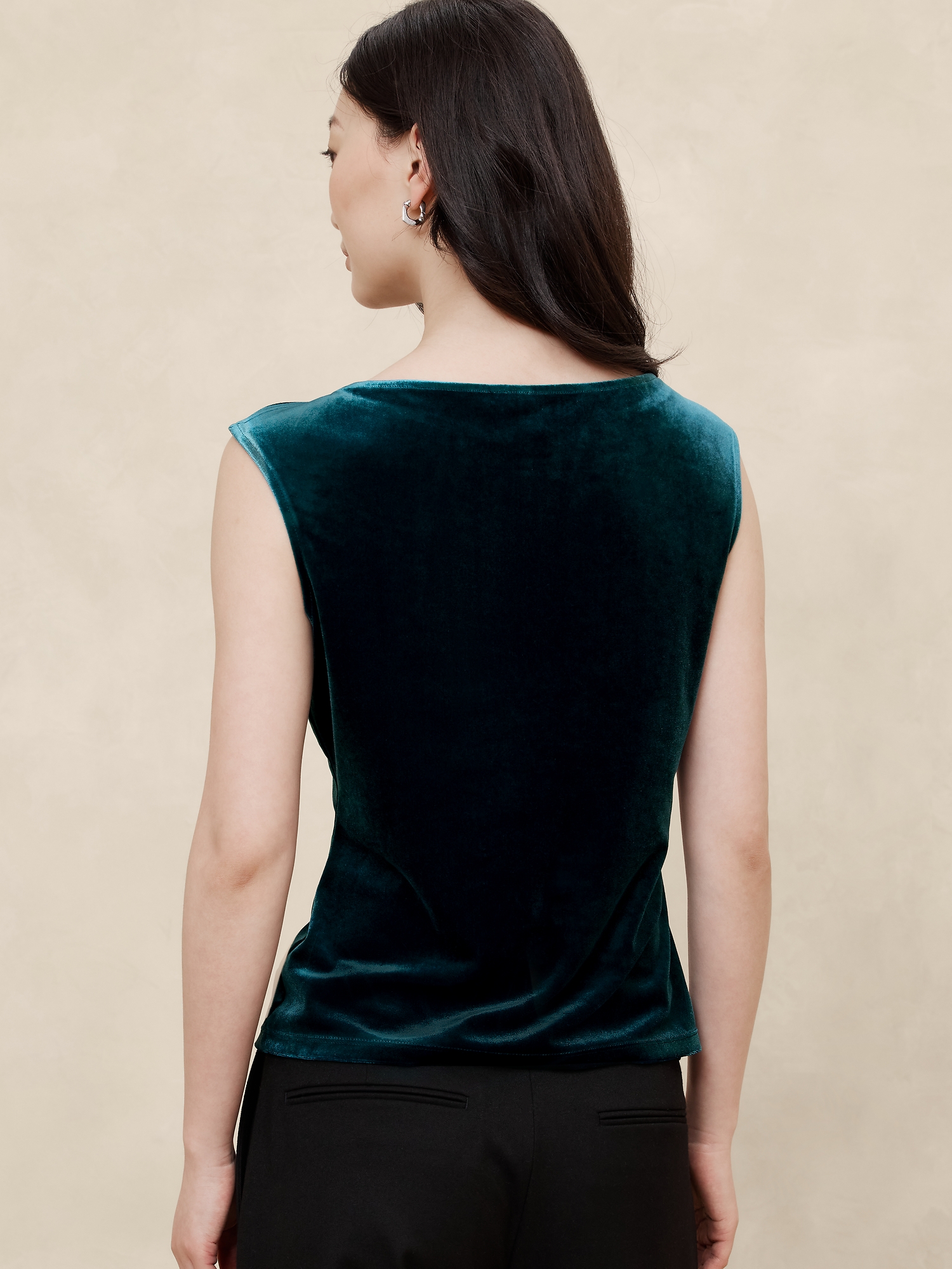 Cap-Sleeve Velvet Top