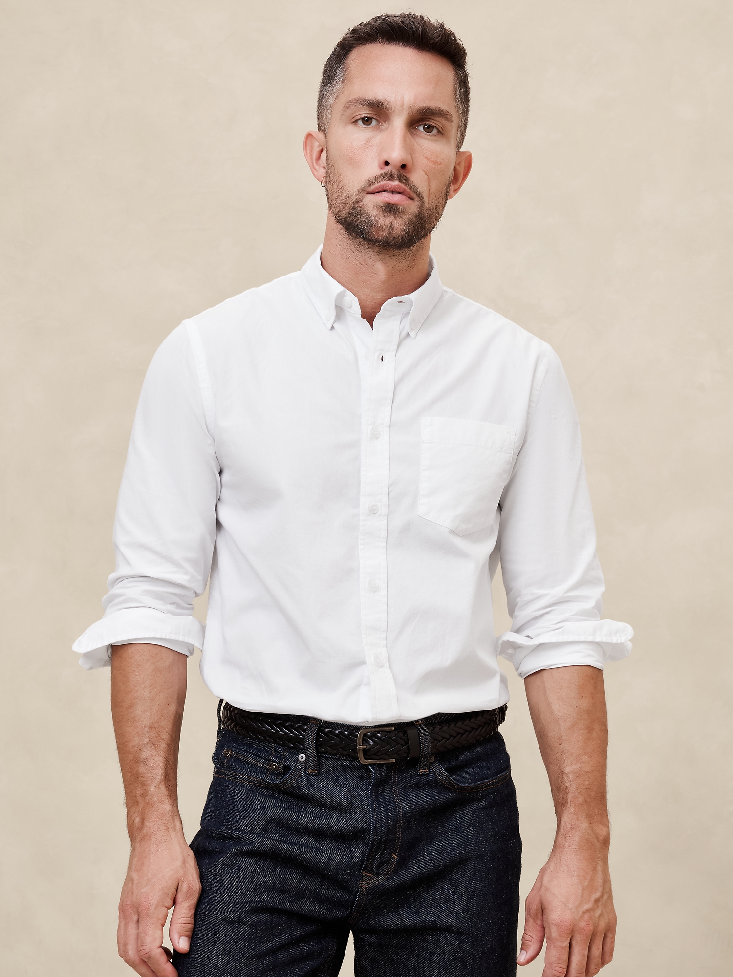 Banana republic mens white dress shirt online