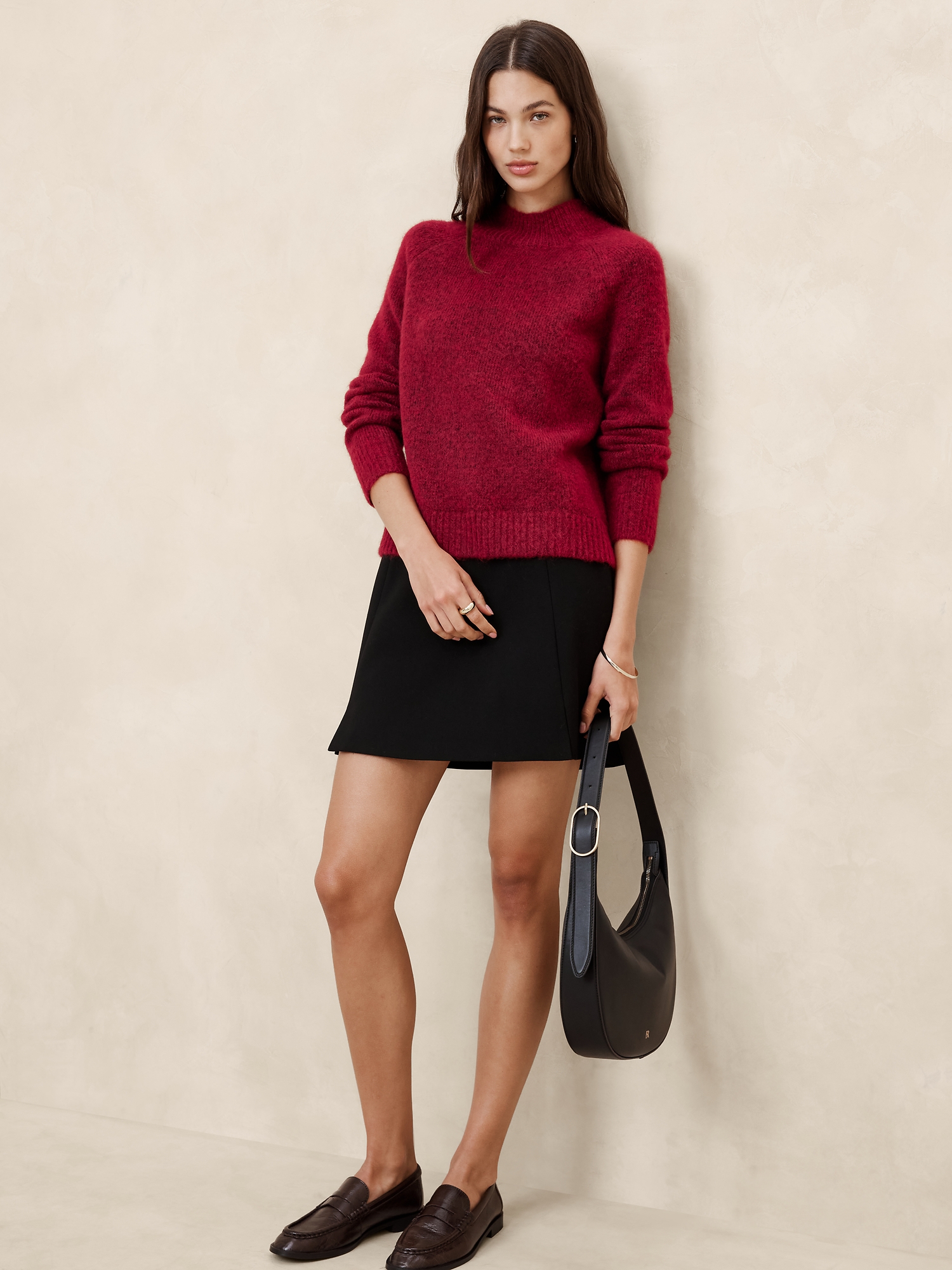 Fuzzy Mock-Neck Sweater