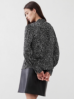 stina / dot puff sleeve blouse / black