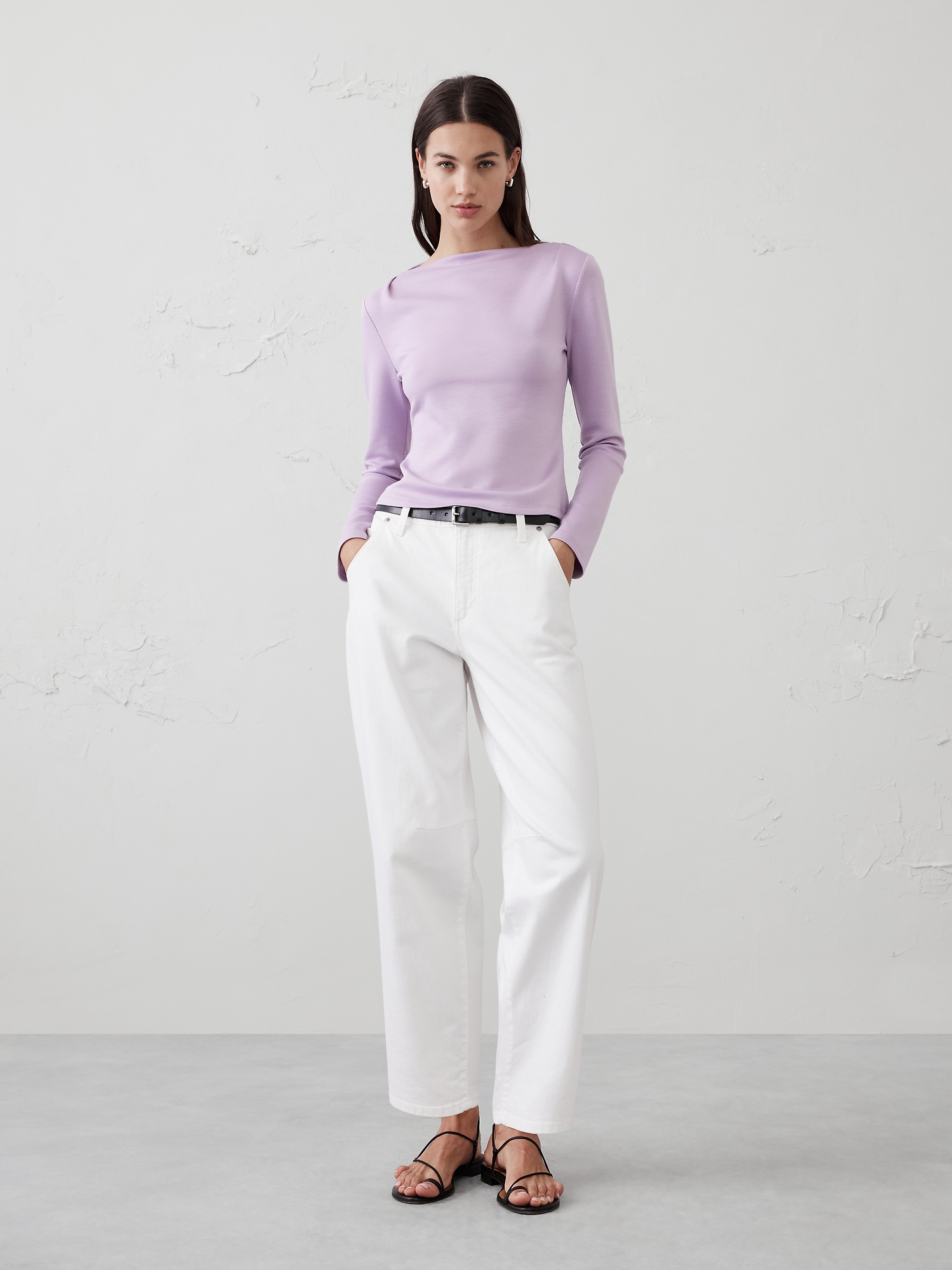 Soft Touch Scuba Pleated Boat-Neck Top | Banana Republic Factory