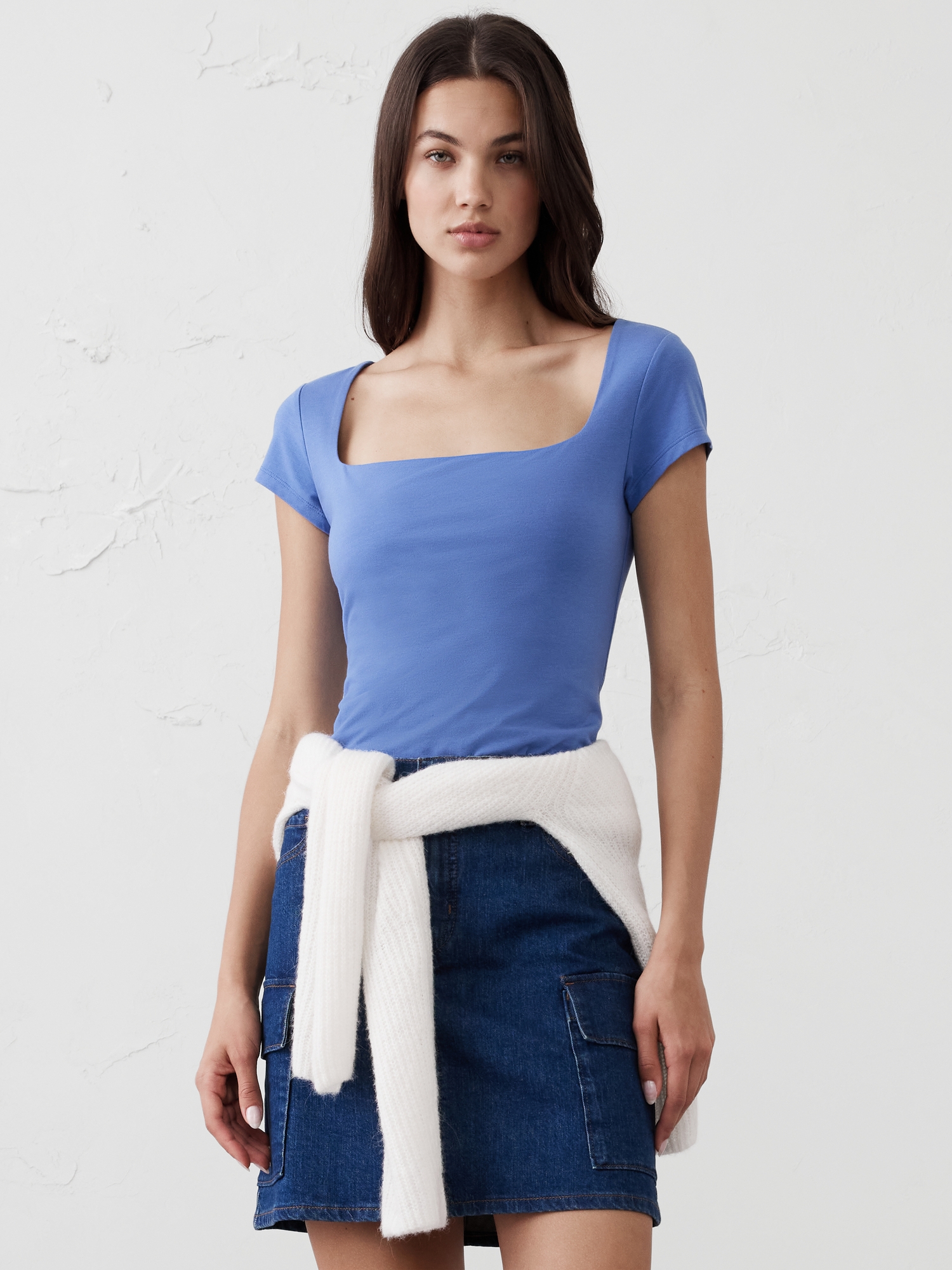 Soft Stretch Square-Neck T-Shirt