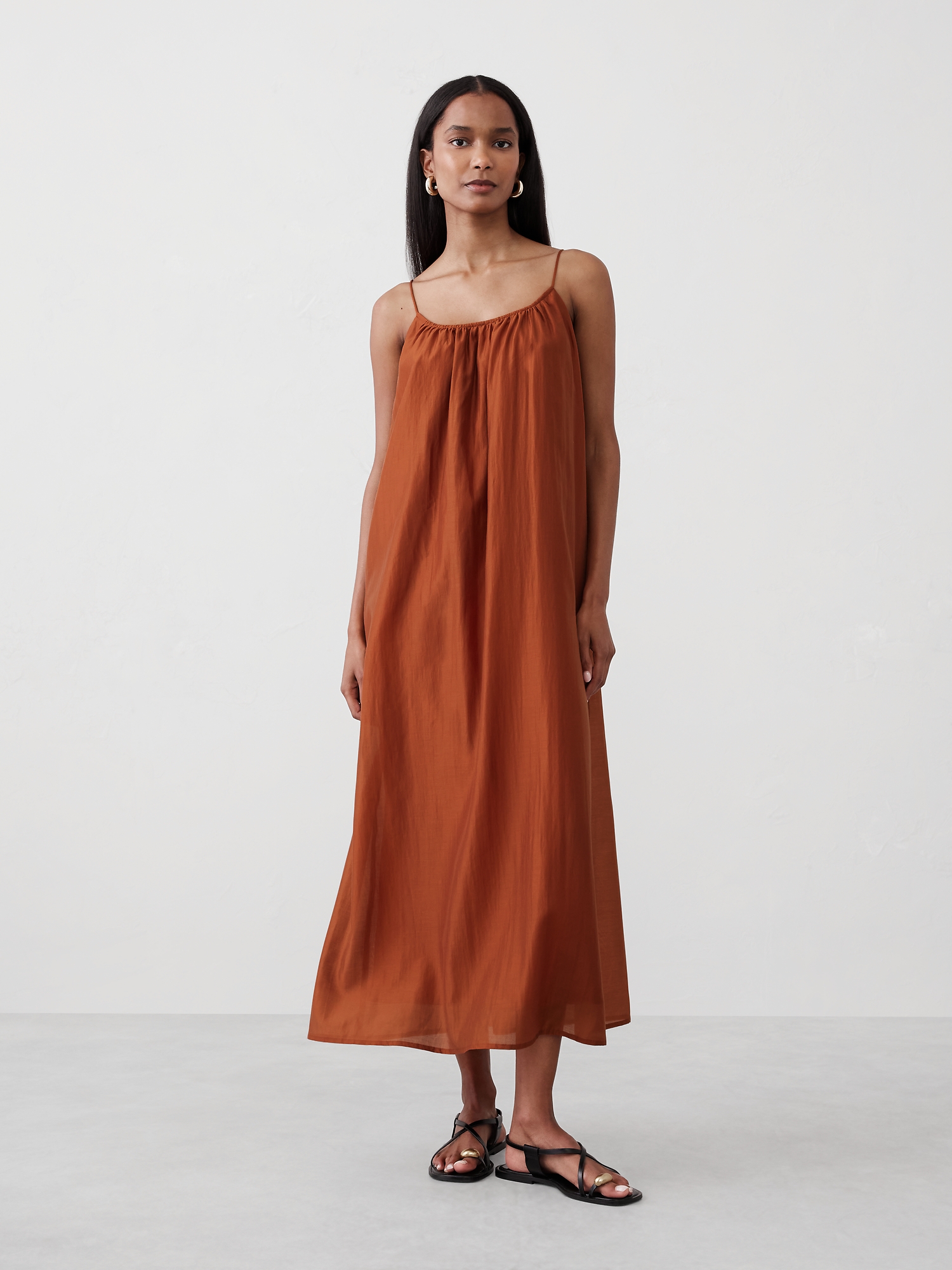 Tie-Waist Organza Maxi Dress