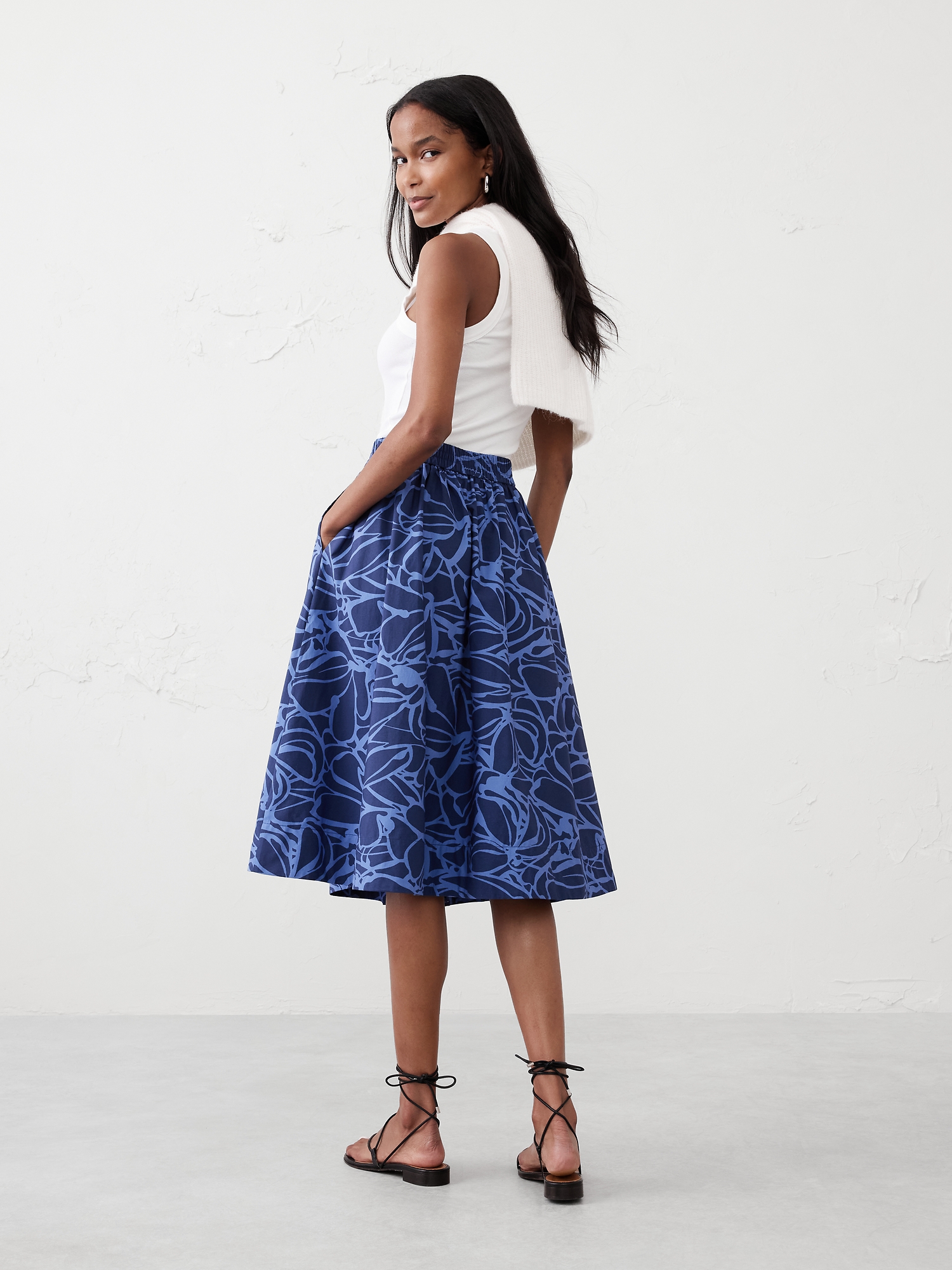 Poplin Midi Skirt