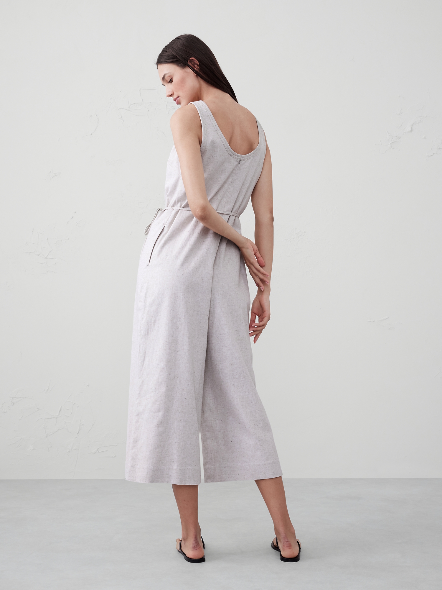 Linen-Blend Wide-Leg Jumpsuit