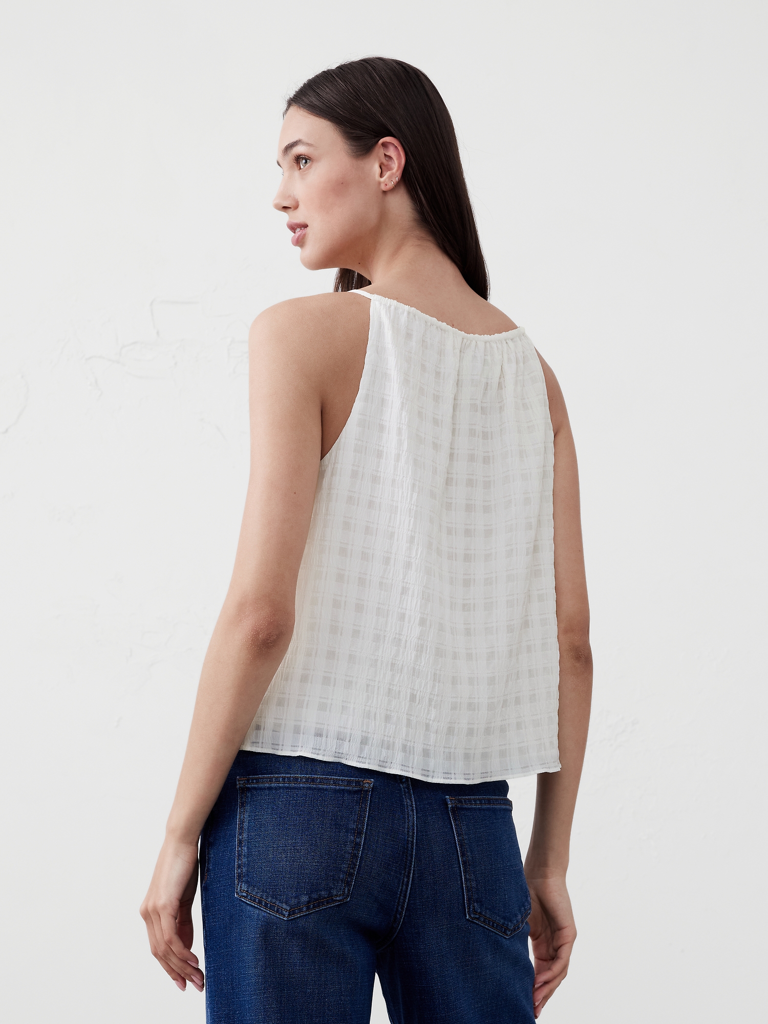 Jacquard Gathered Halter Top