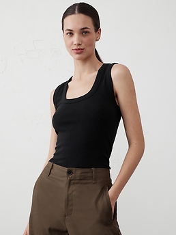 トップス 05AW THE HIGH STREETS U-Neck Tank top Amber Square Neck Tank Top Green | Garage