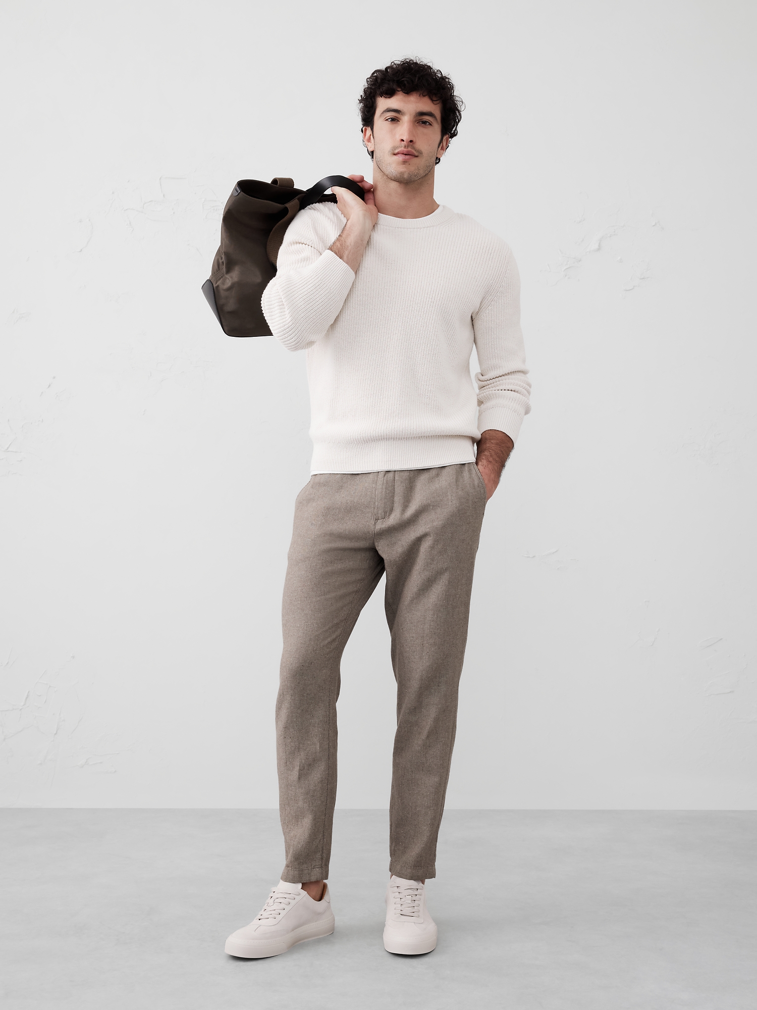 Athletic Linen-Blend Pant