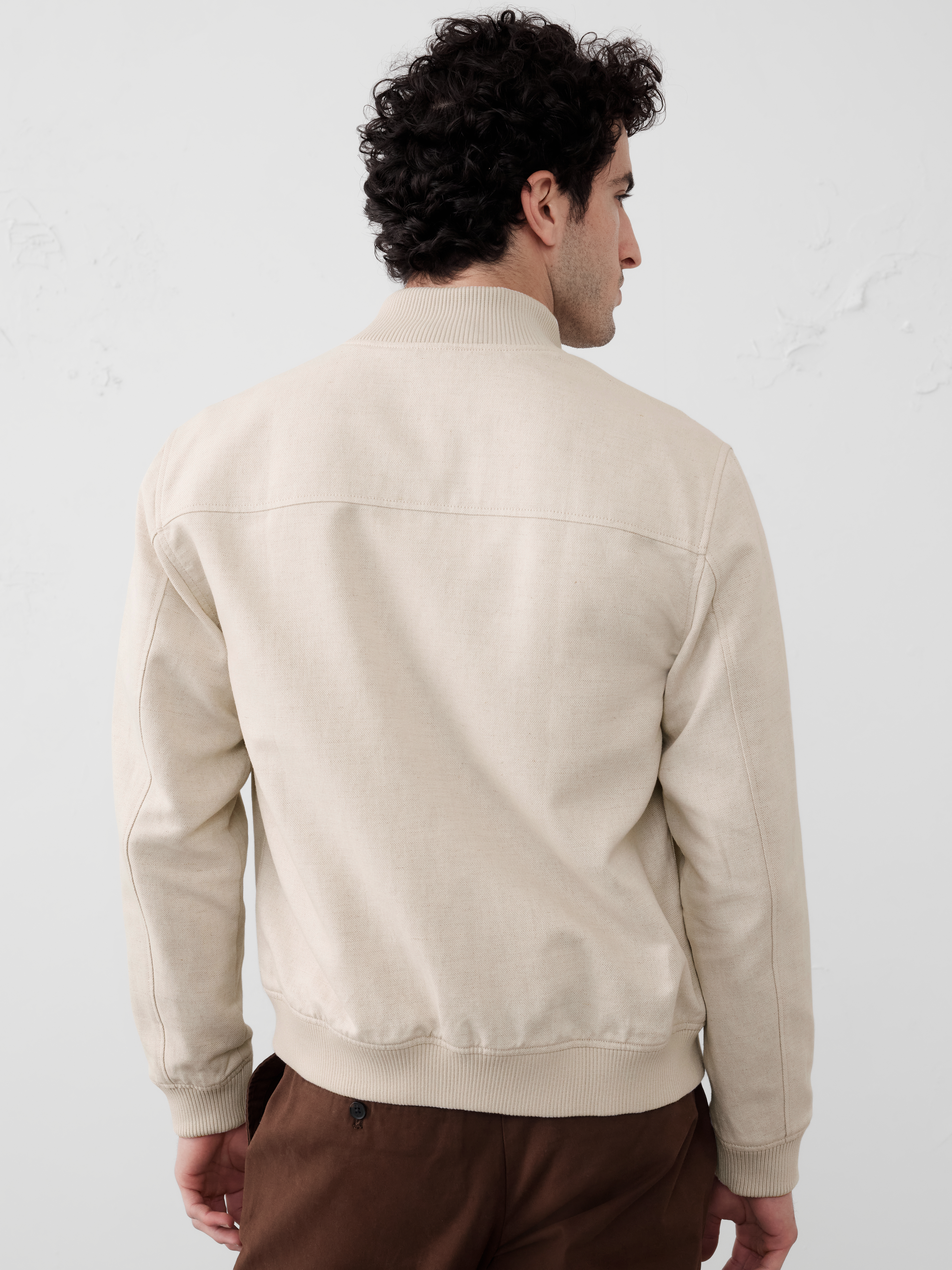 無料配送◆ OPEN_YY ◆ LINEN PANELED BOMBER Open Yy】 LINEN PANELED BOMBER 2色