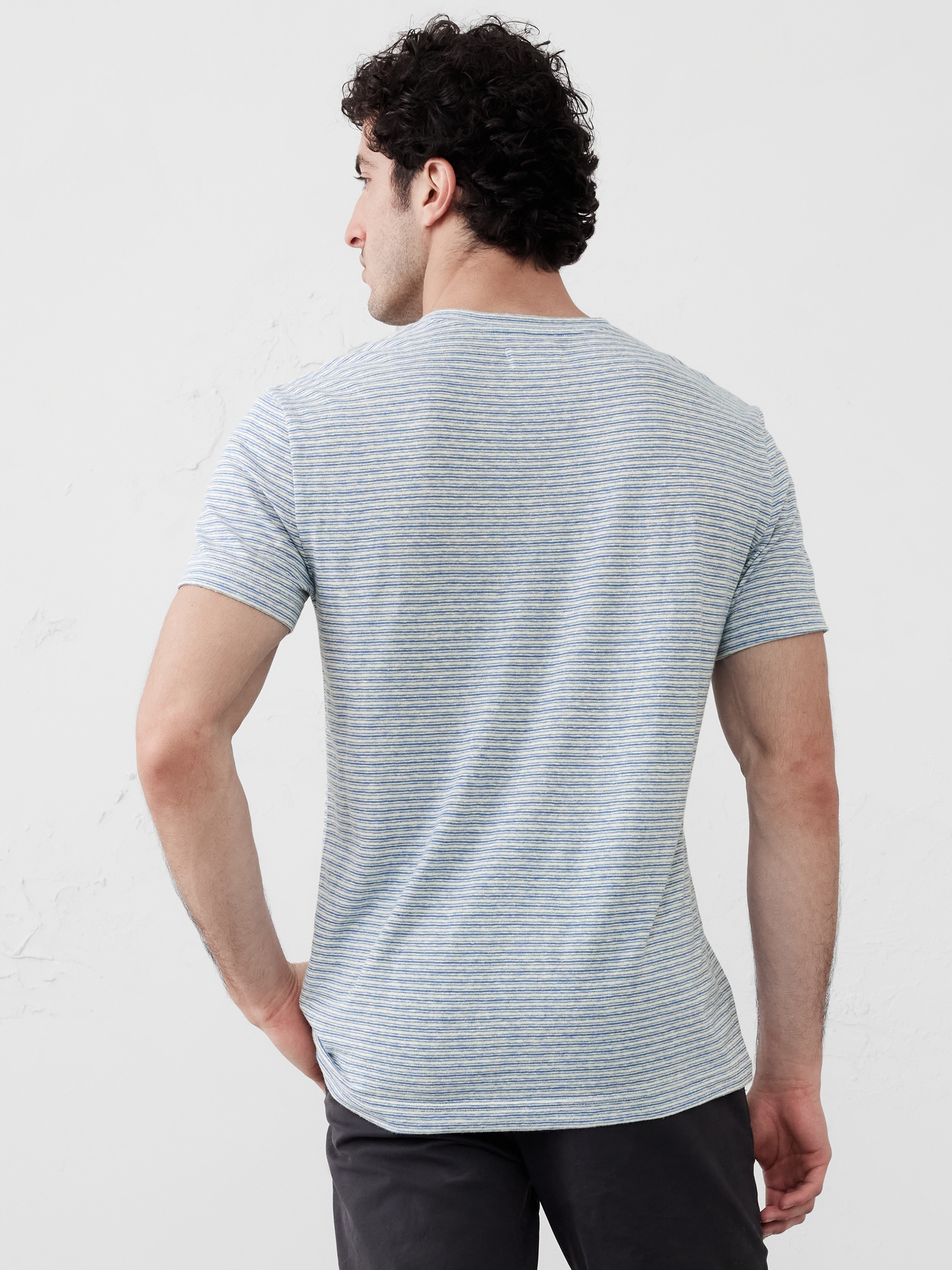 Image number 2 showing, Linen-Blend Notch-Neck T-Shirt