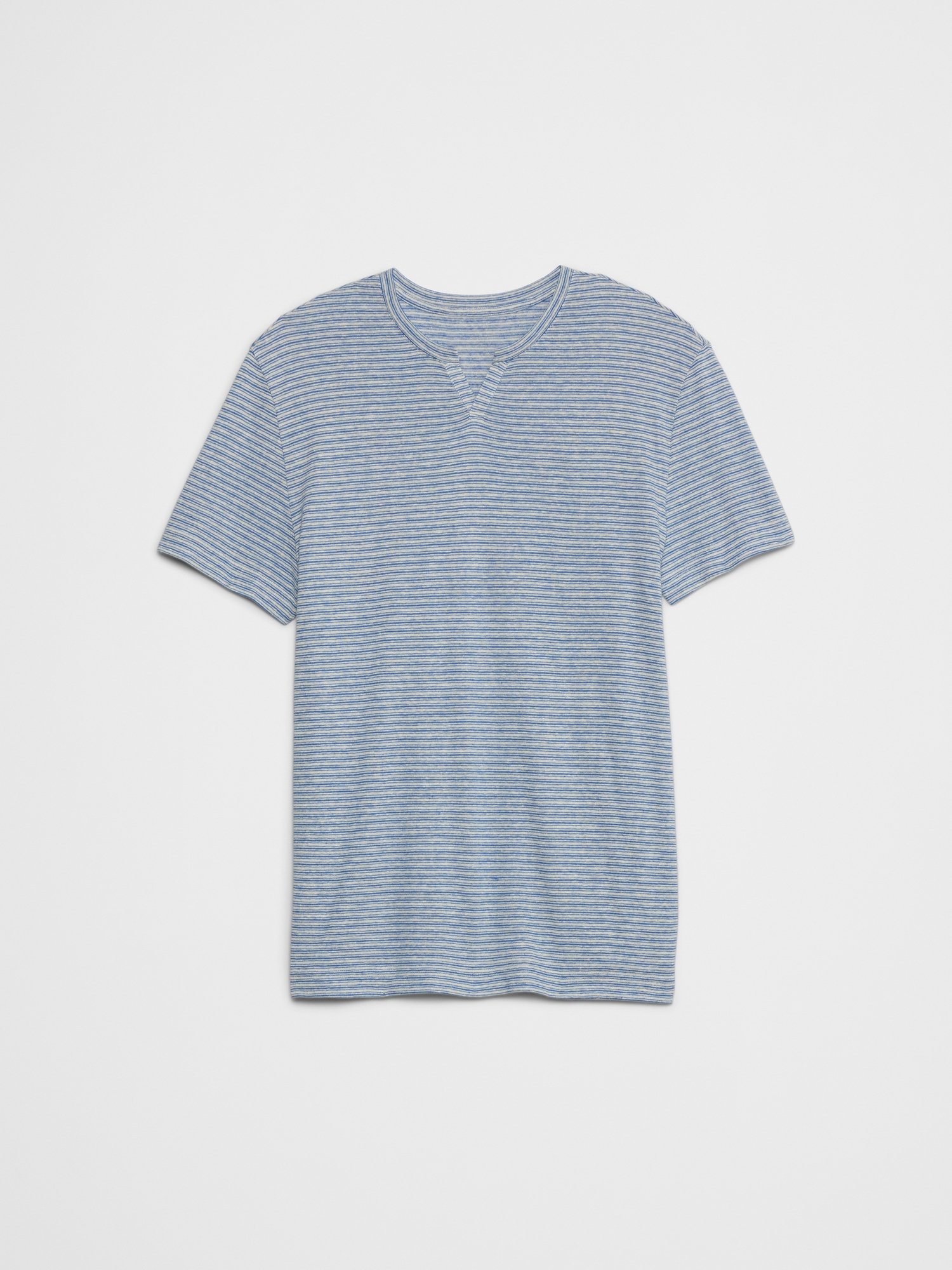 Image number 4 showing, Linen-Blend Notch-Neck T-Shirt