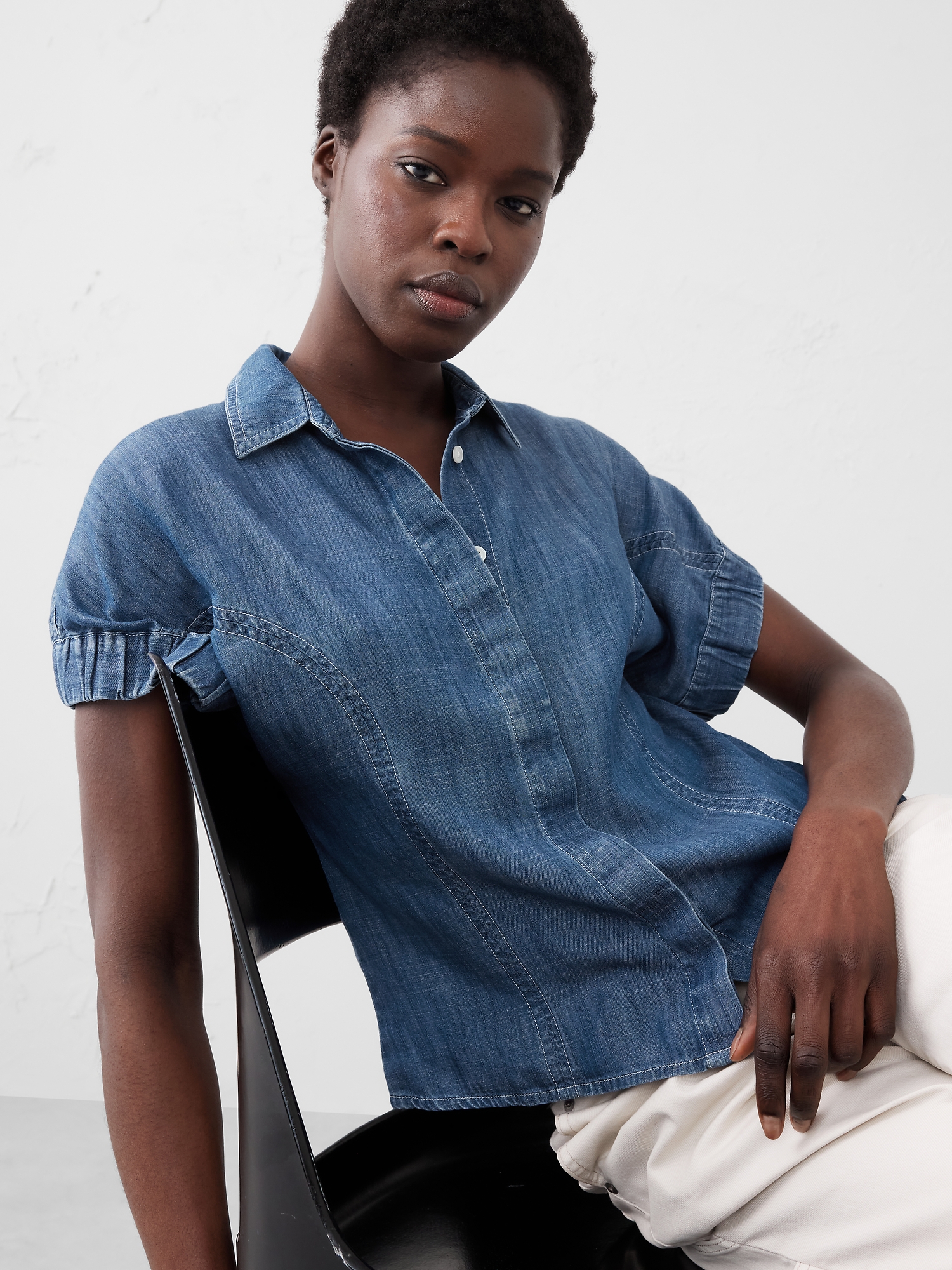 Seamed Poplin Shirt