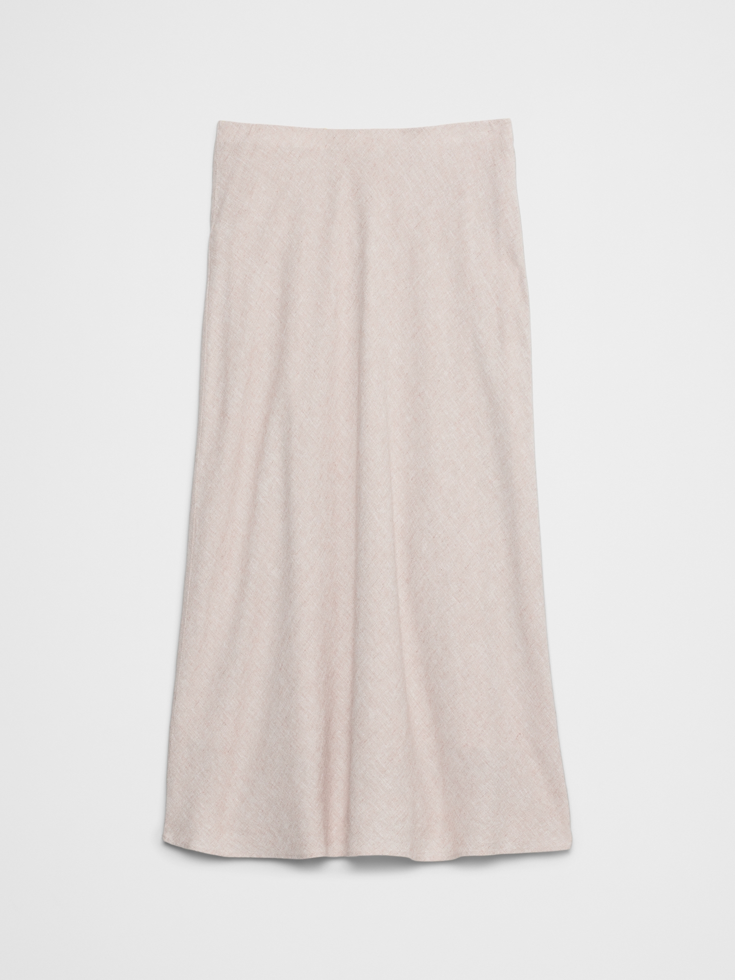 Linen-Blend Midi Slip Skirt