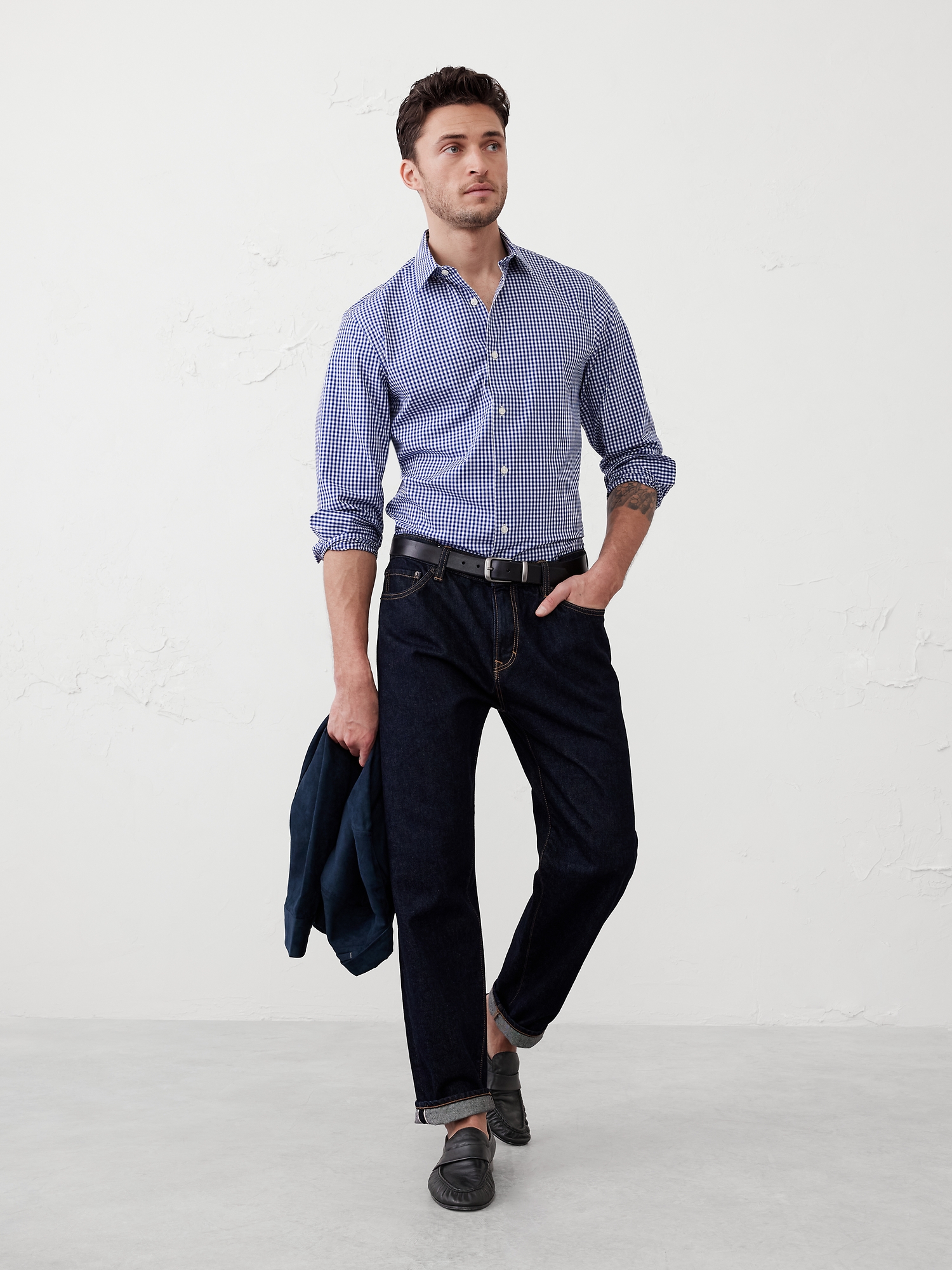 Chemise habillée à coupe athlétique - Vichy Bleu