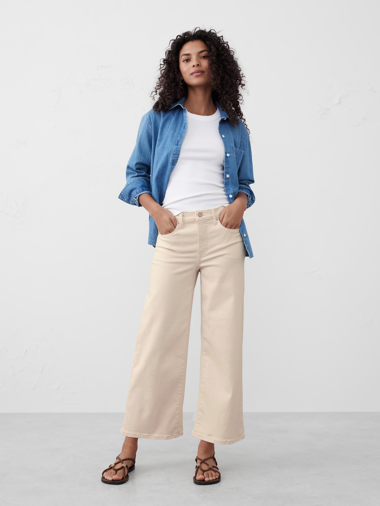 Wide-Leg High-Rise Cropped Jean