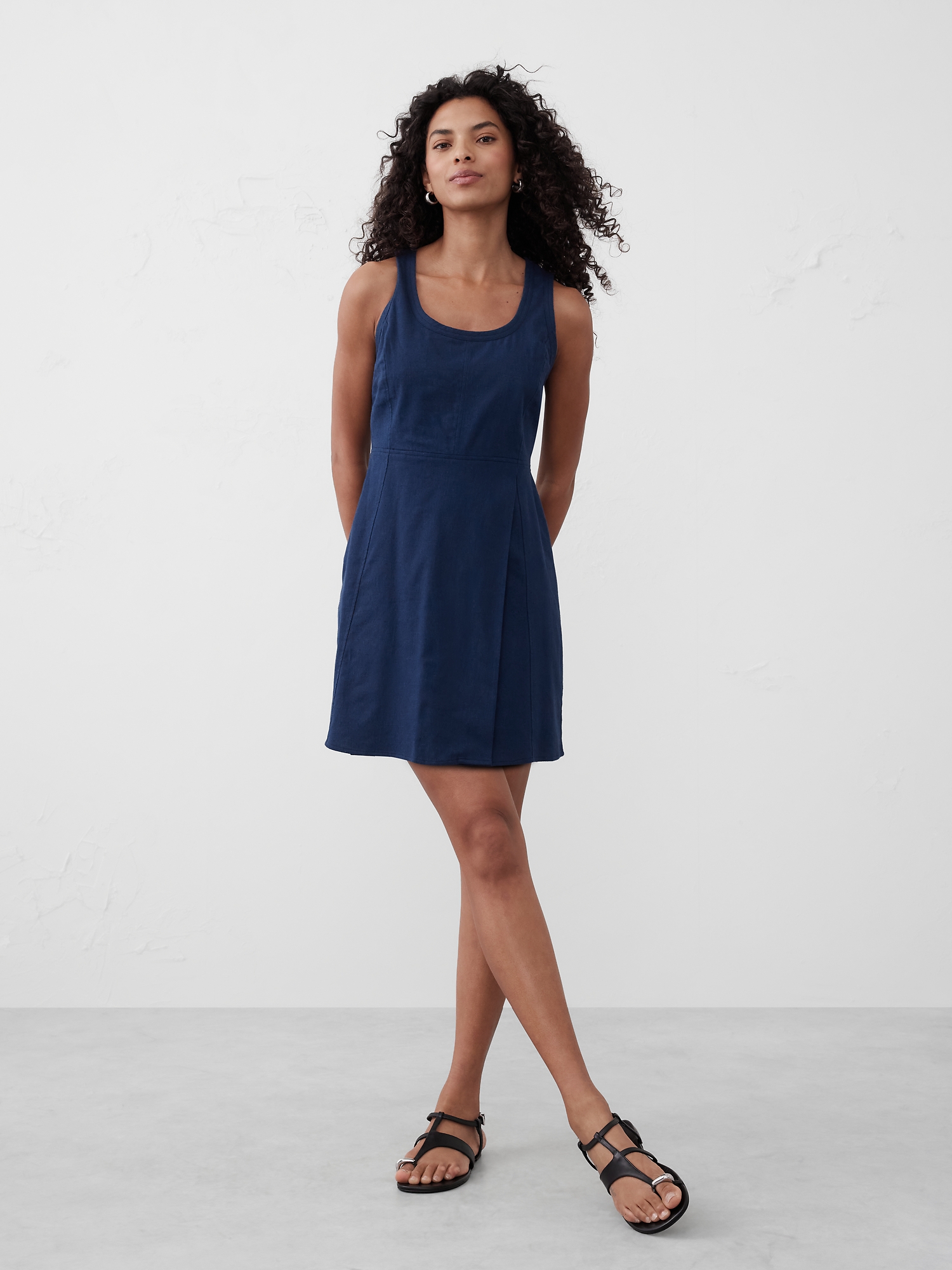 Seamed Scoop-Neck Mini Dress