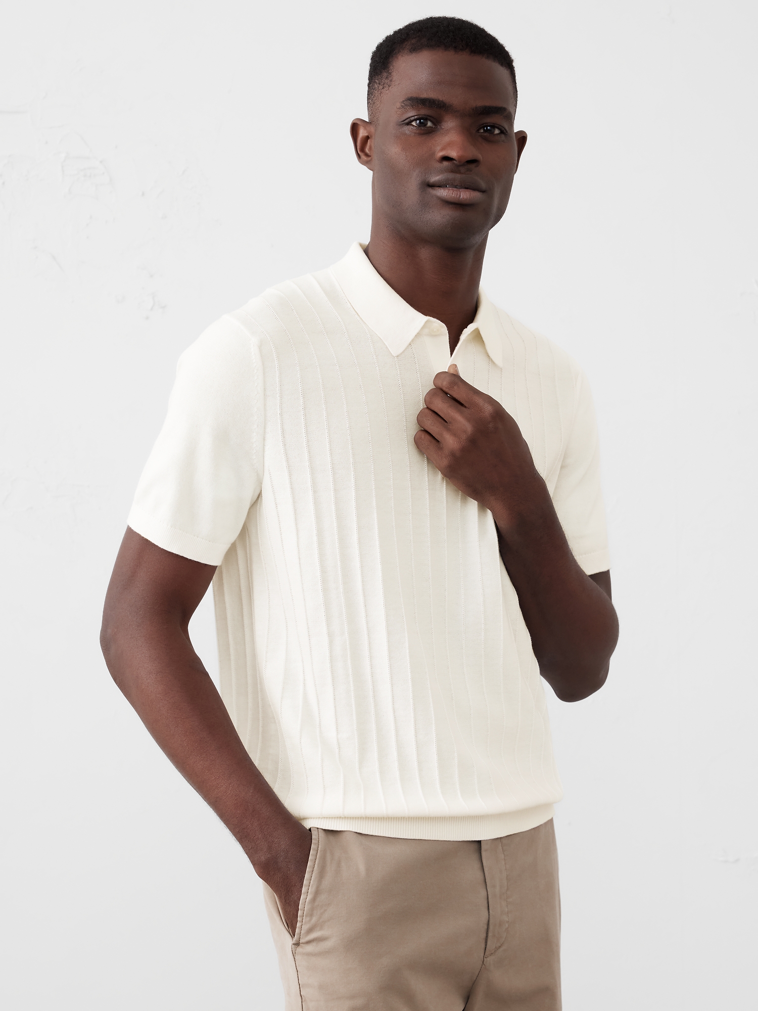 Wide Ribbed Polo Sweater