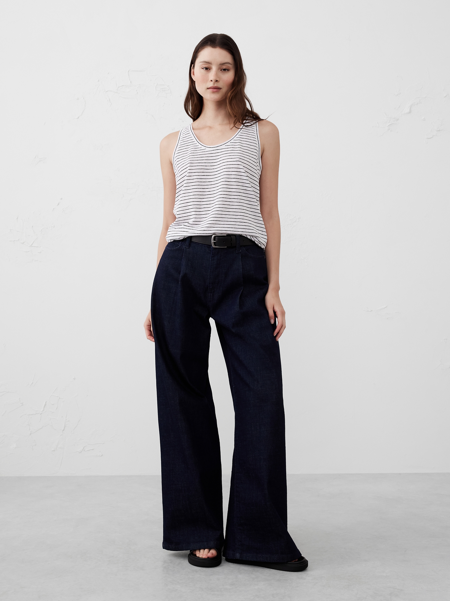 Linen-Blend Tank - Mini Stripe