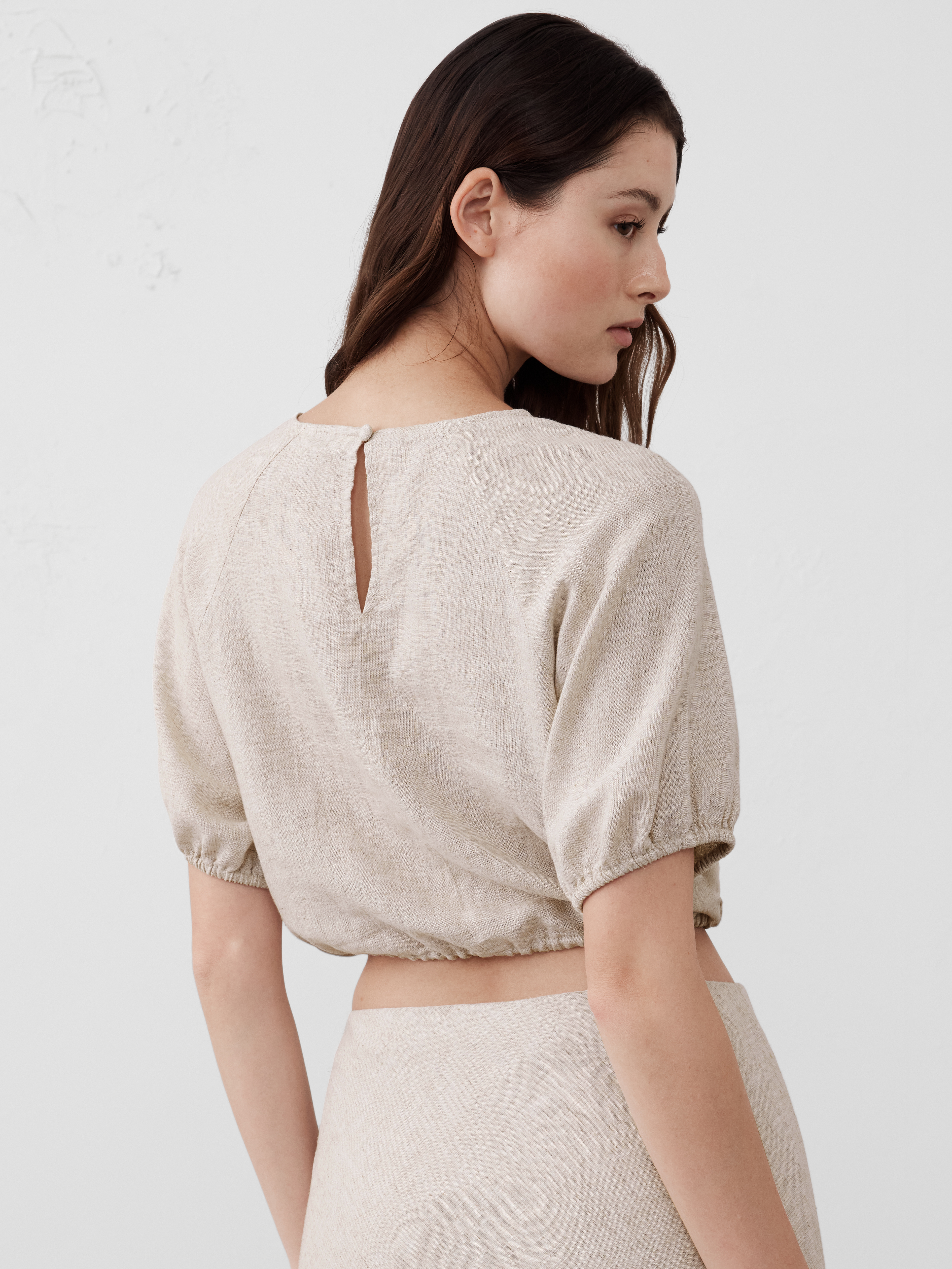 Linen-Blend Tie-Hem Top | Banana Republic Factory