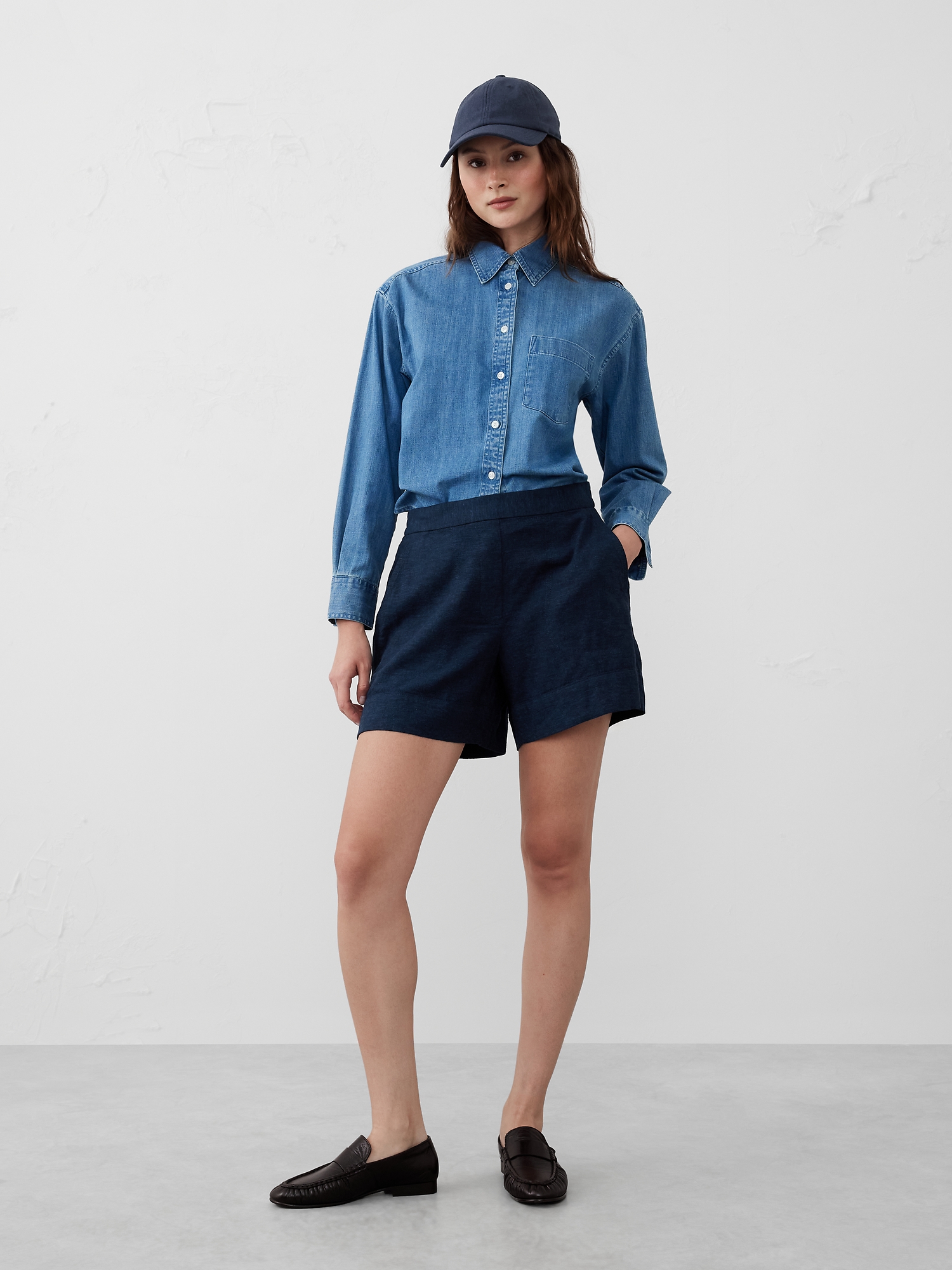 Linen-Blend Pull-On Short