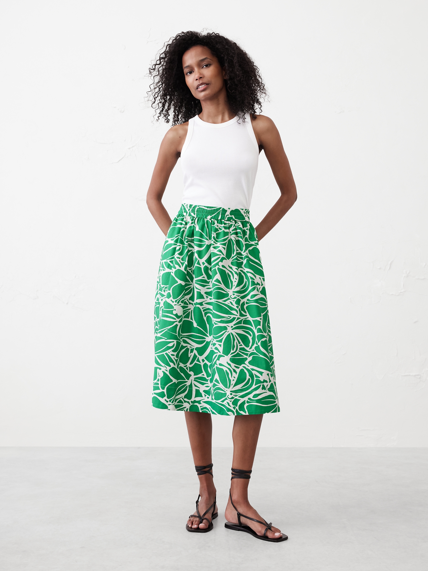 Poplin Midi Skirt