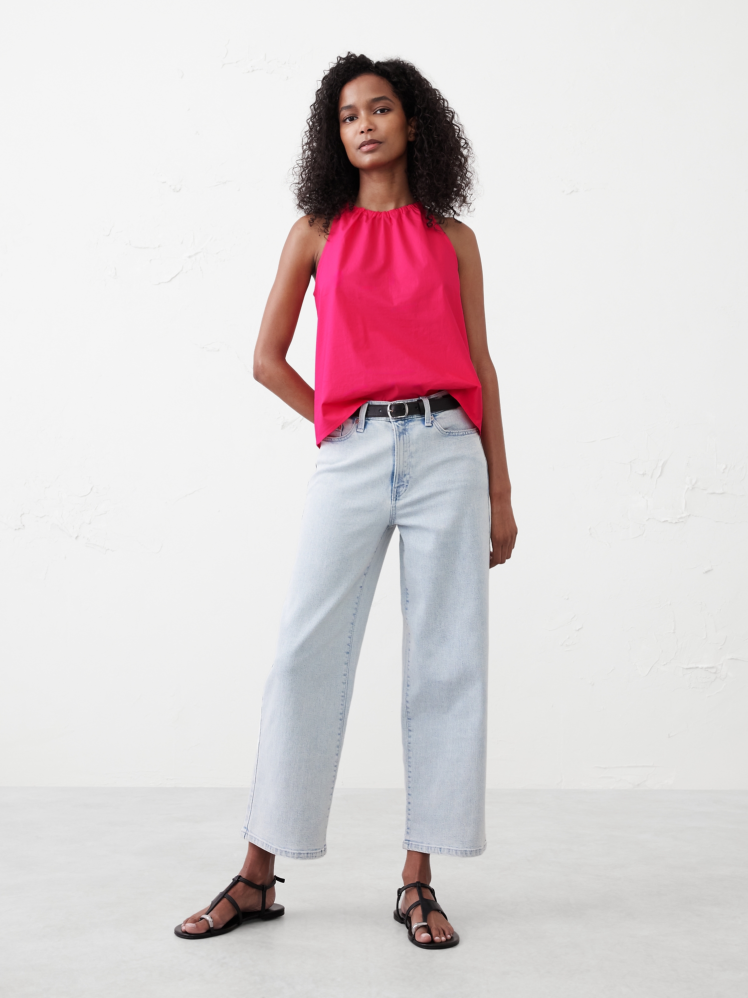 Gathered Poplin Top
