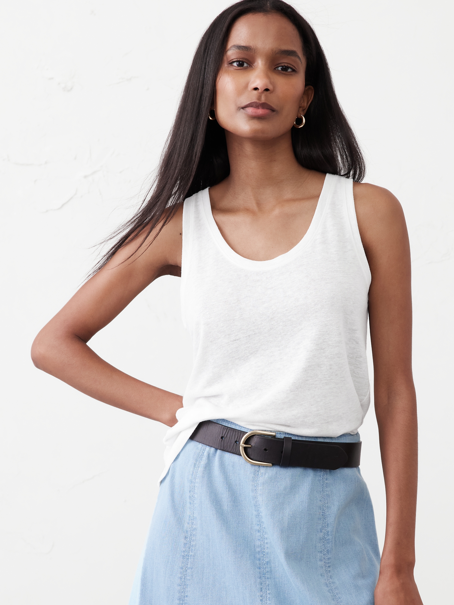 Image number 1 showing, Linen-Blend Tank