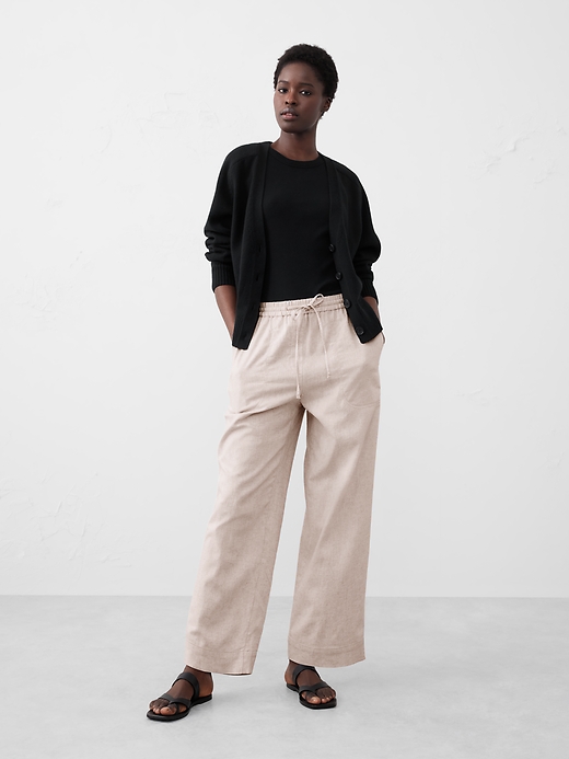 パンツ 00s Banana Republic navy linen slacks Straight Linen-Blend Pull-On Pant | Banana Republic Factory