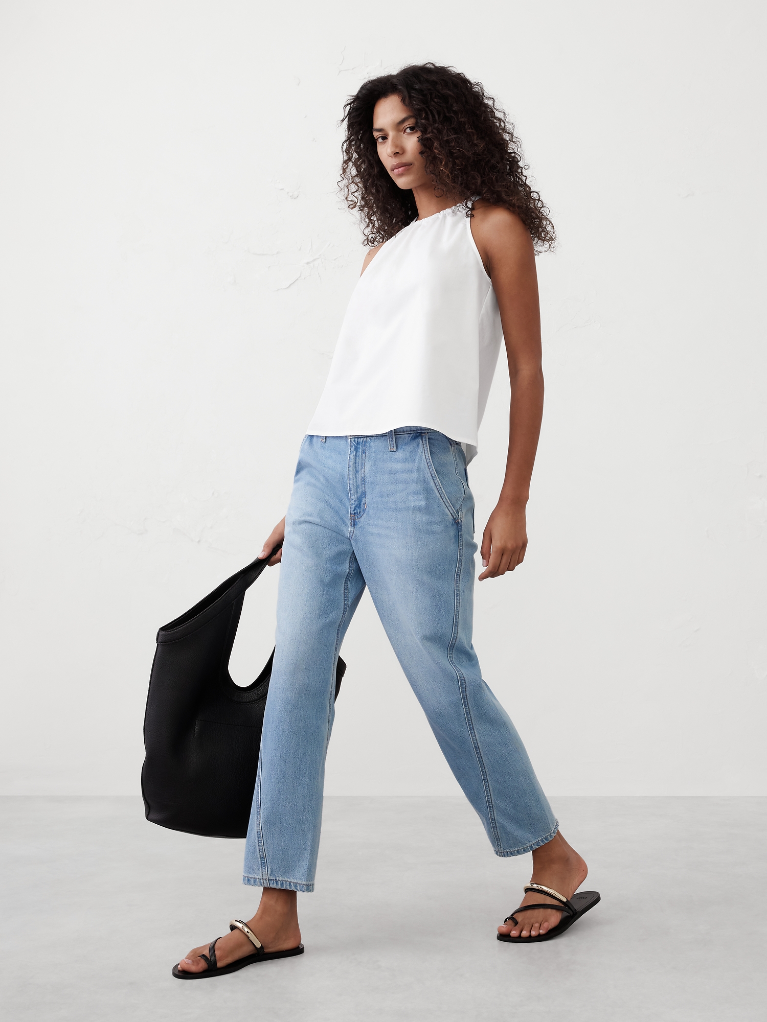 Gathered Poplin Top