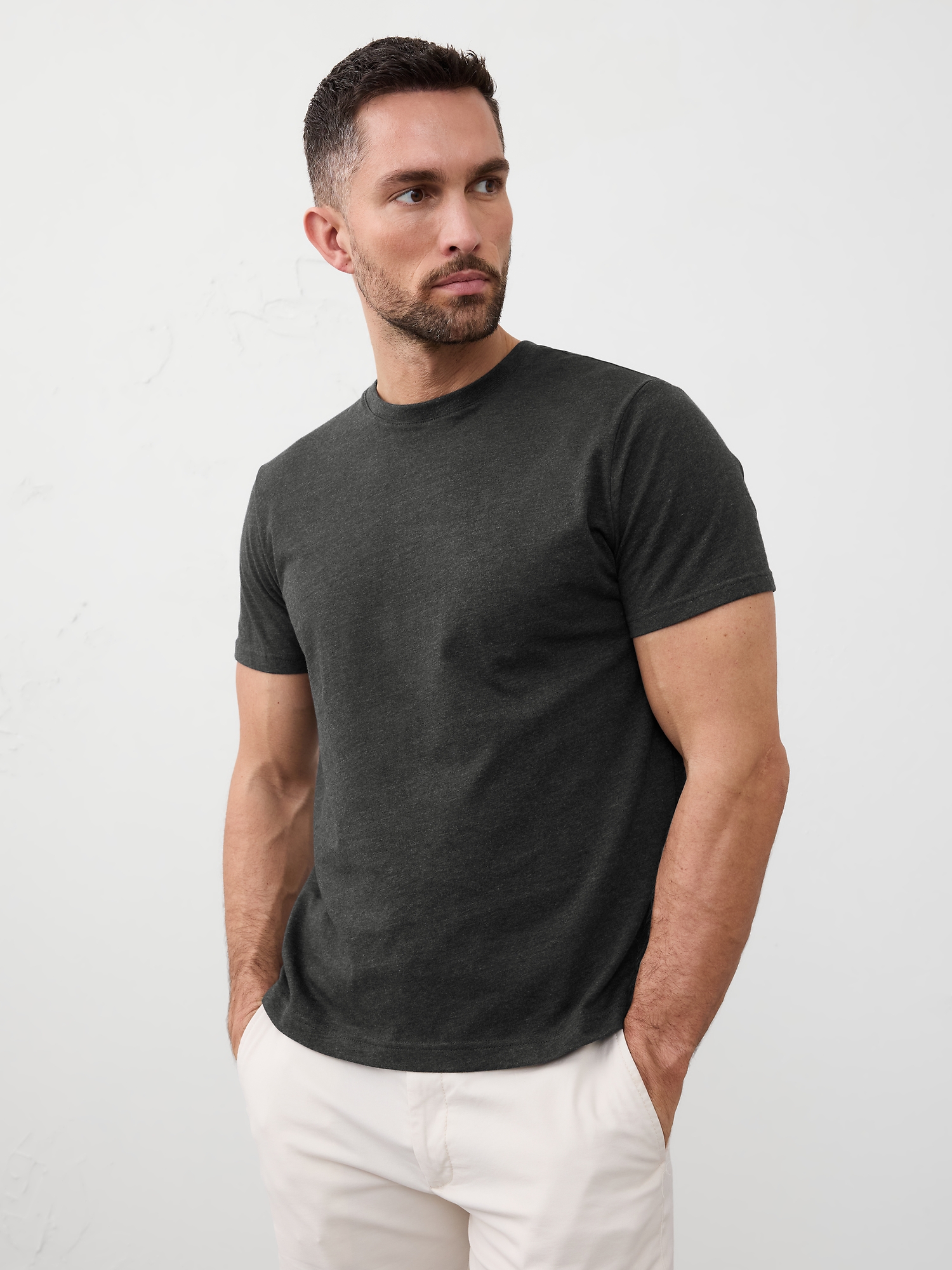 Image number 1 showing, Standard-Fit Premium Wash Crew-Neck T-Shirt