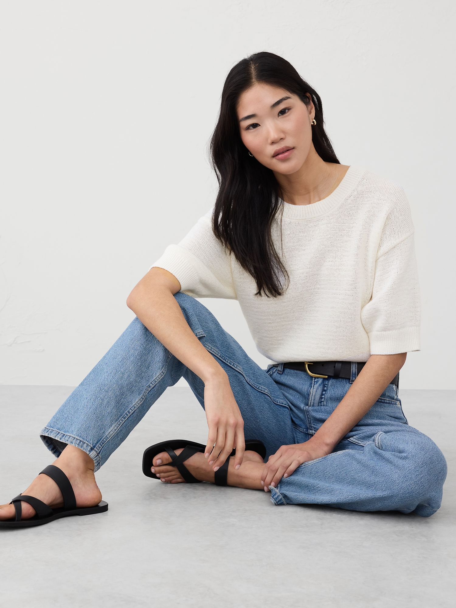 Textured Sweater Pullover - White