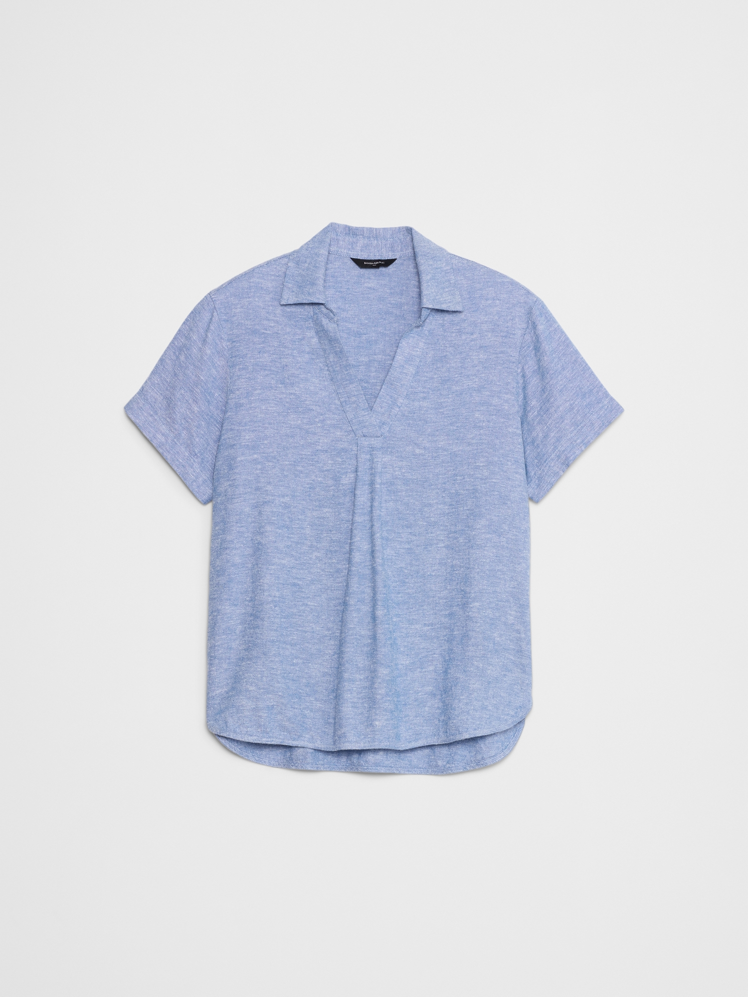 Linen-Blend Collared Top