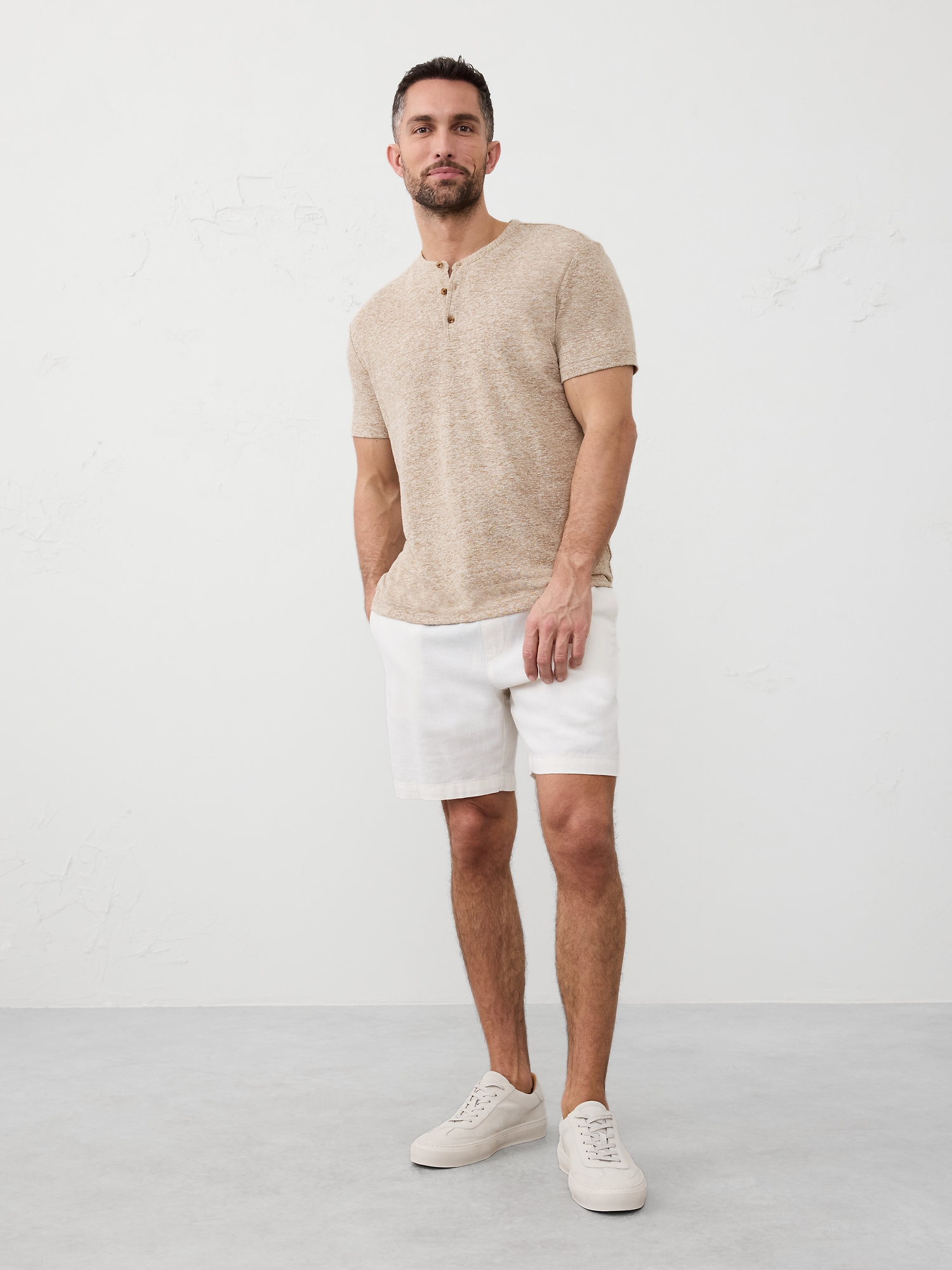 Image number 1 showing, Linen-Blend Henley