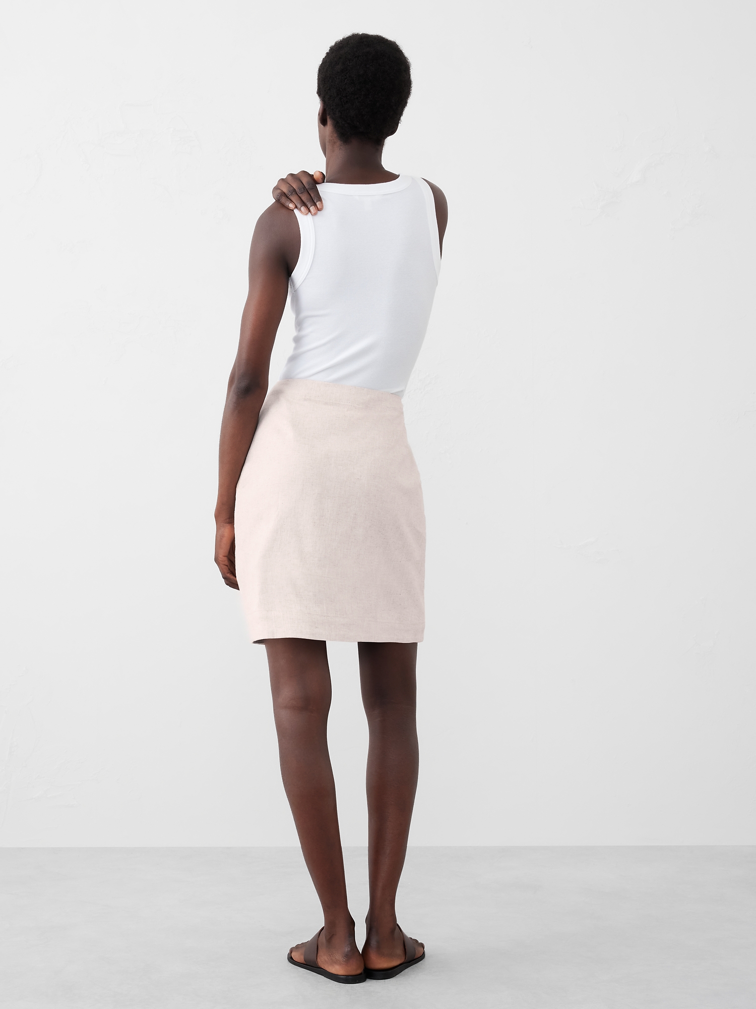 Linen-Blend A-Line Mini Skirt