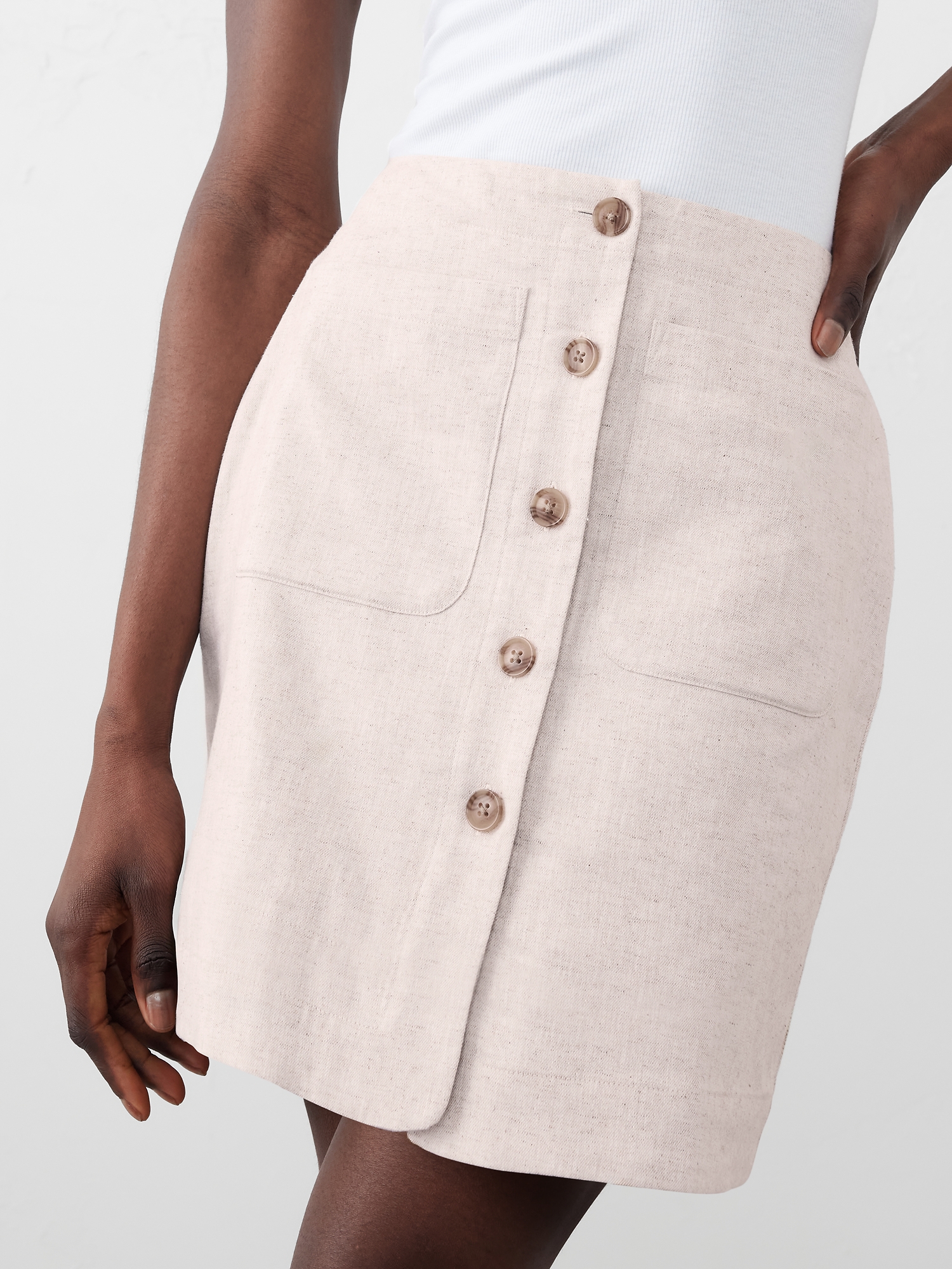 Linen-Blend A-Line Mini Skirt