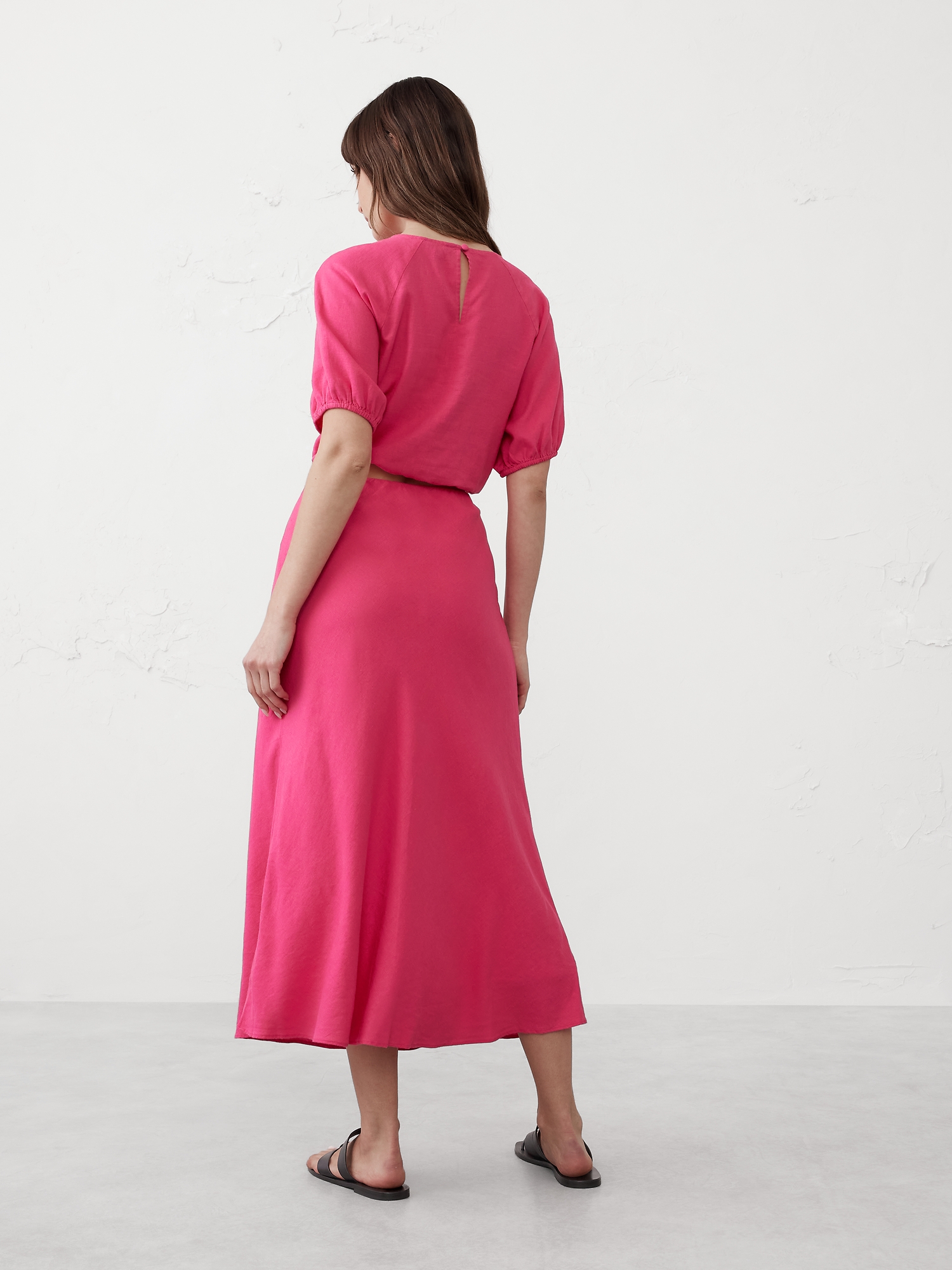 Image number 5 showing, Linen-Blend Midi Slip Skirt